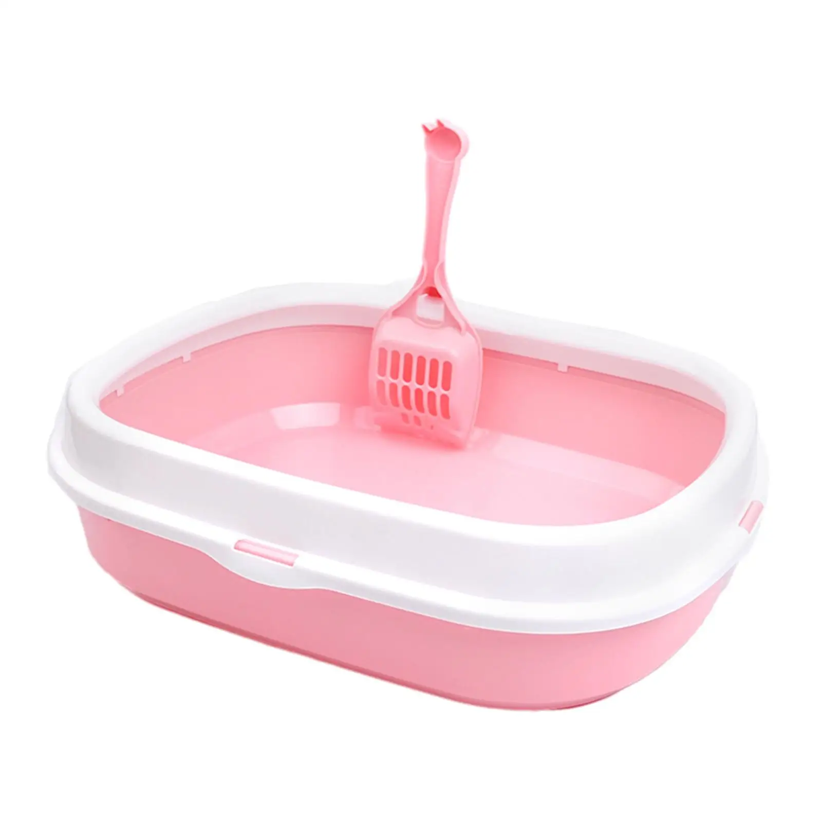 Cat Litter Box, Cat Bedpan Portable with Scoop, High Sides Cat Litter Container,