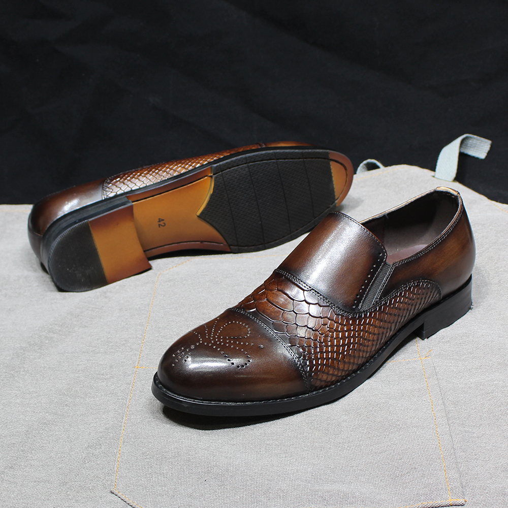 Luxuriöse Herren-Loafer aus echtem Leder mit Krokodildruck, Slip-On-Schuhe für Büro, solide Kappe und Zehen, lässige Basic-Hochzeitsschuhe – Detail 12