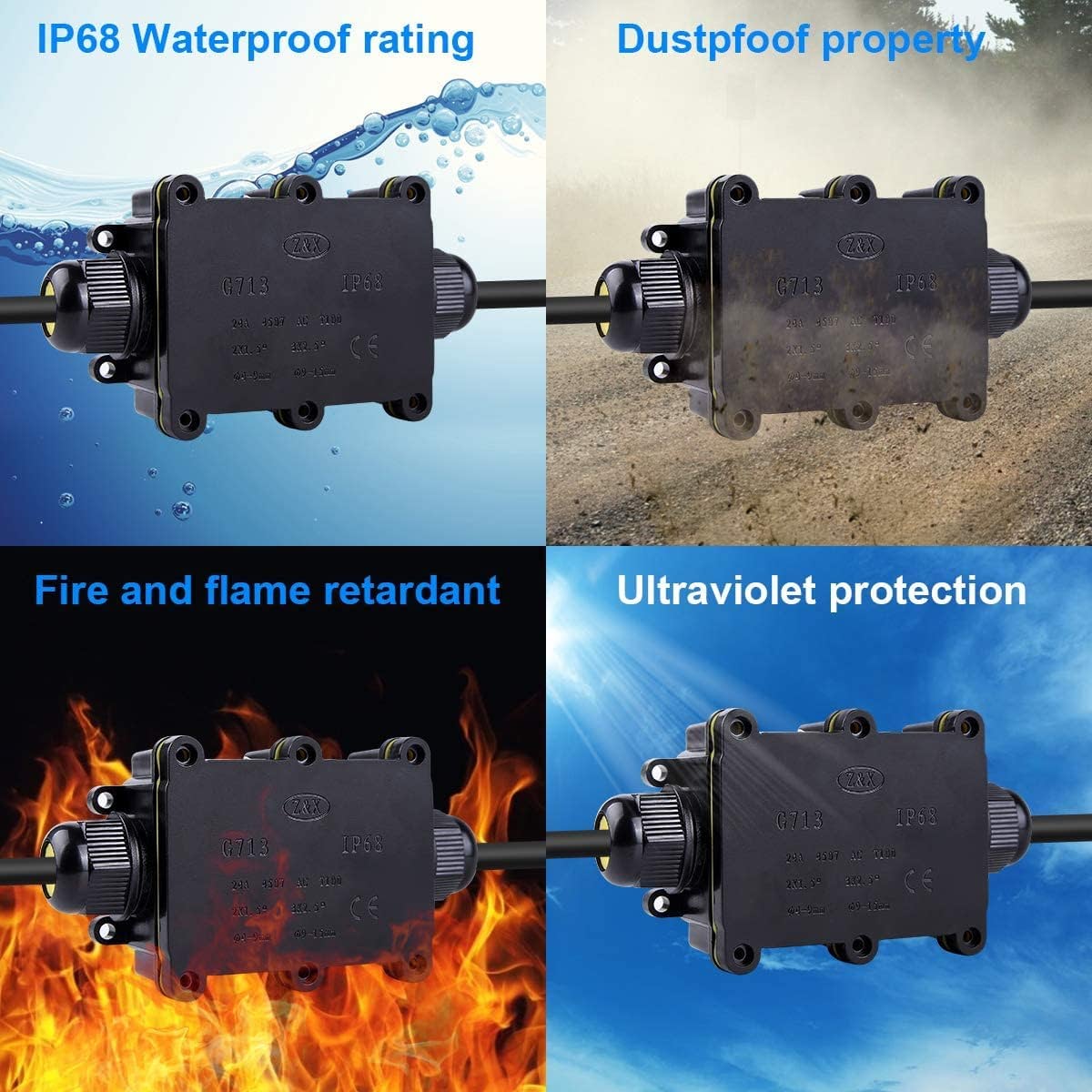 Description Picture 5 of itemWaterproof IP68 Underwater External 2Way 1IN1OUT Cable Connector Wire Range 5 to 15mm Outdoor Power Cord Electric Junction Box