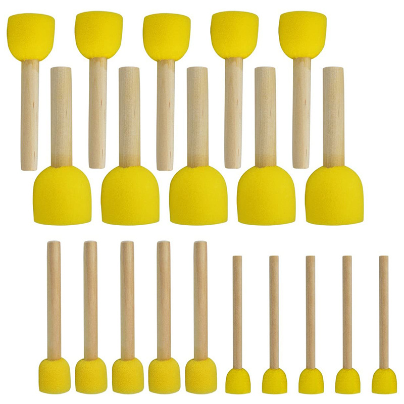 Runde Schwammpinsel mit Holzgriff für Kinderzeichnungen, Töpferarbeiten und Modellierung – Detail 5