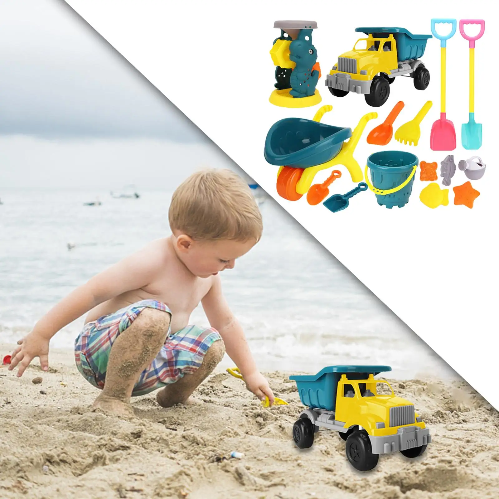 15 Pieces Summer Beach Toy Bucket Beach Game Toy for Outdoor Seaside Kids Children