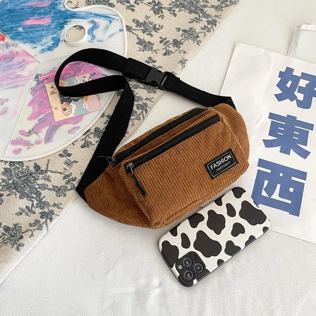 Jin Mantang Waist Bag Corduroy Women Fanny Pack Fashion Chest Bag Double  Zipper Travel Bumbag Designer Waist Pack Phone Holder - Waist Packs -  AliExpress