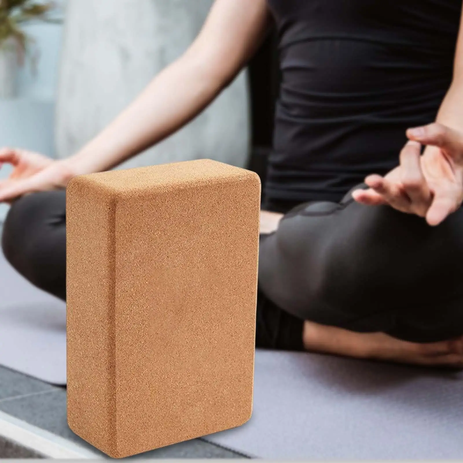 Cork Yoga Block Single Block Pilates Non Slip Meditation Body Building Exercise Brick for Fitness Gym Indoor Sports Workout Home