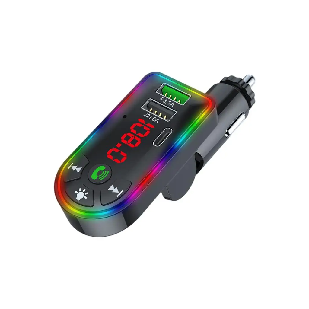 Car Charger FM Transmitter 3.4A 12-24V Dual USB Audio Adapter Handsfree Call
