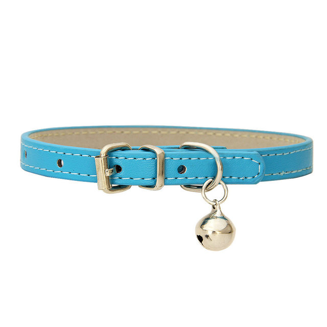Hundehalsband Für Welpen & Katzen – Verstellbar 16-32 Cm, 12 Farben, Mit Glöckchen – Aus Weichem PU-Leder