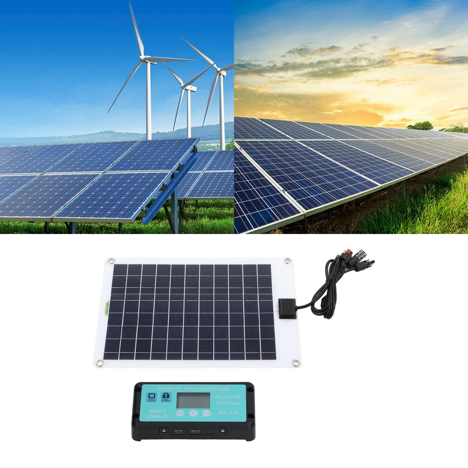 Solar Panel with Dual USB Mppt Controller XT60 Front Outlet for Yacht Power Stations