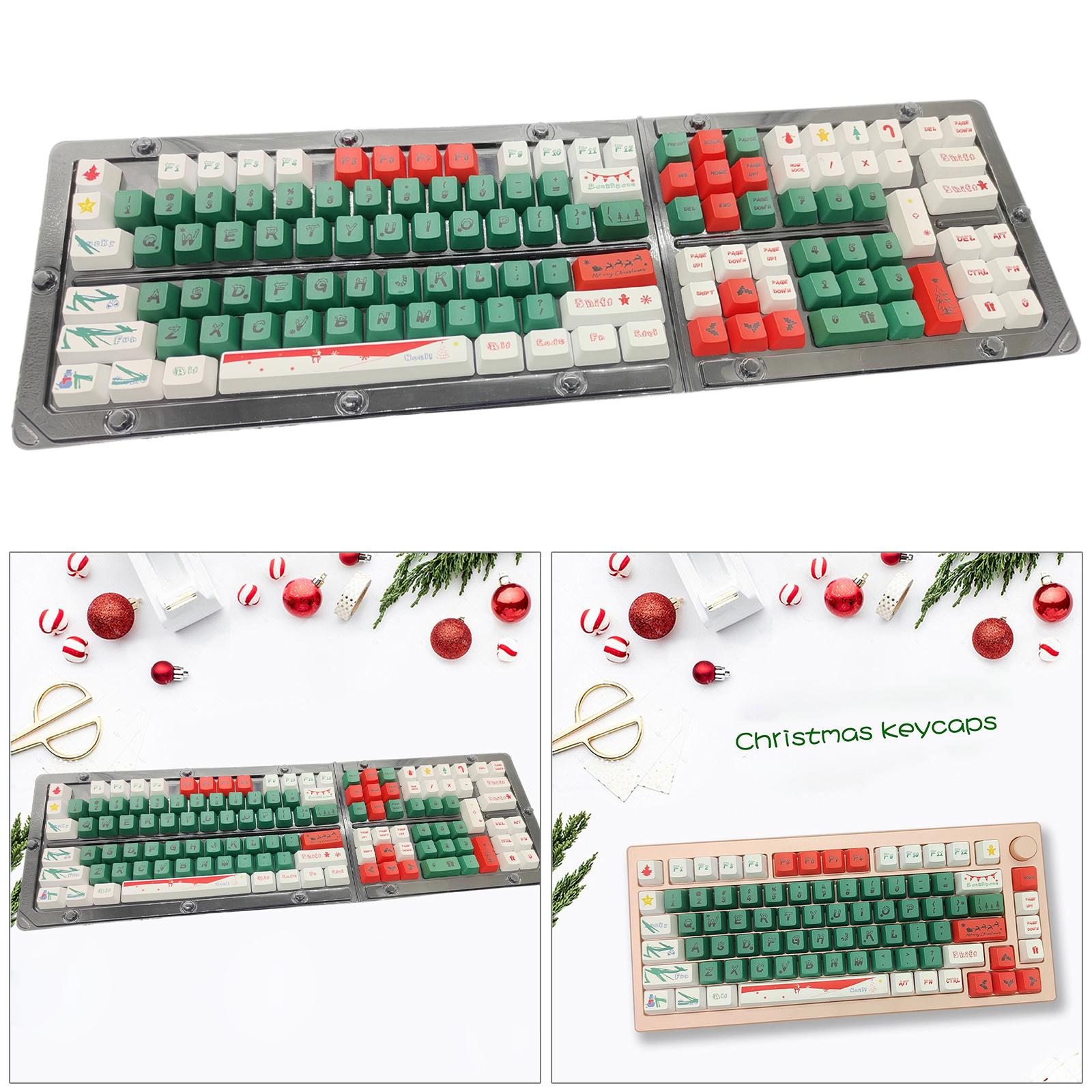123-Key PBT Keycaps Christmas Style Mechanical Keyboard Keycaps for 61/ 64 /68 /87/ 96 /98 /108