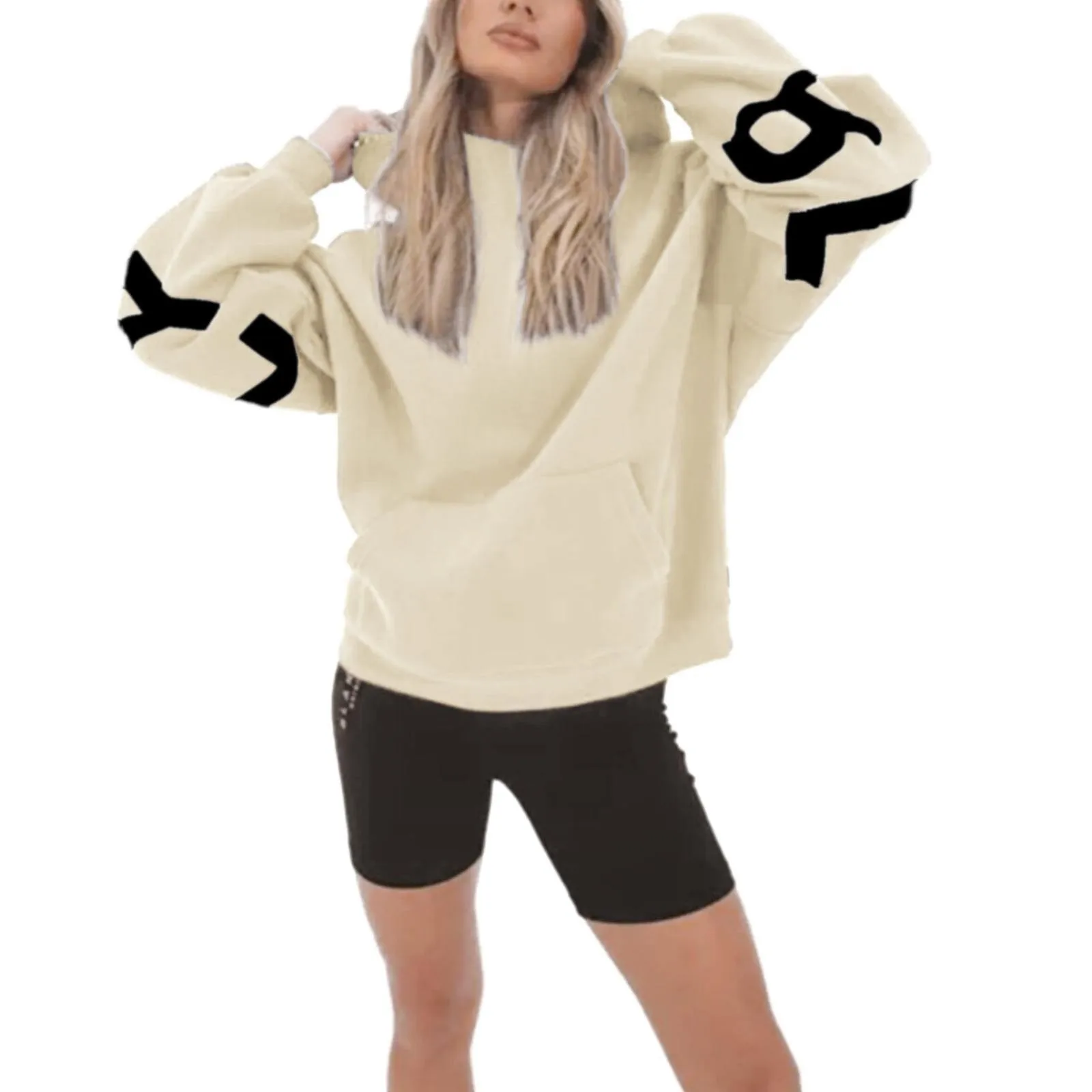 Letter Print Women's Hoodie Sweatshirt - true deals club