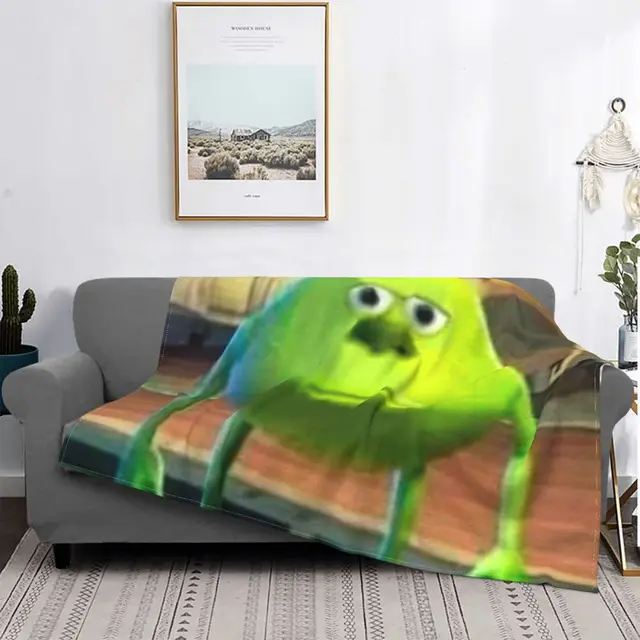 Mike Wazawski Meme Sully Blanket For Sofa Bed Travel Cat Smiling Meme Mike  Meme Monsters - AliExpress