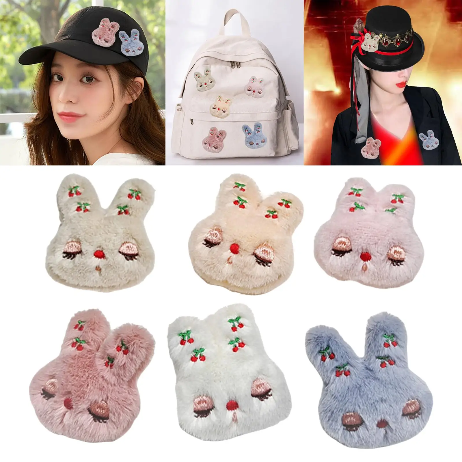 6 Pieces Rabbit Patches Sew on Bunny Applique Mixed Color for Backpack Decor