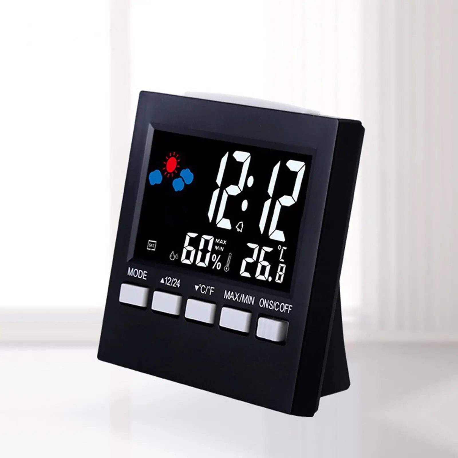 Alarm Clock Hygrometer Snooze Functions Indoor Large LED Display for Bedroom