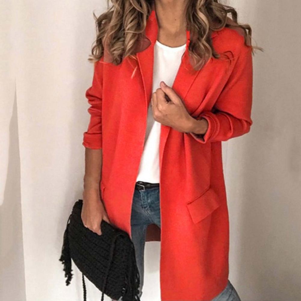 Title 4, Women Long Blazer Solid Color Loose Cardigan Lo...