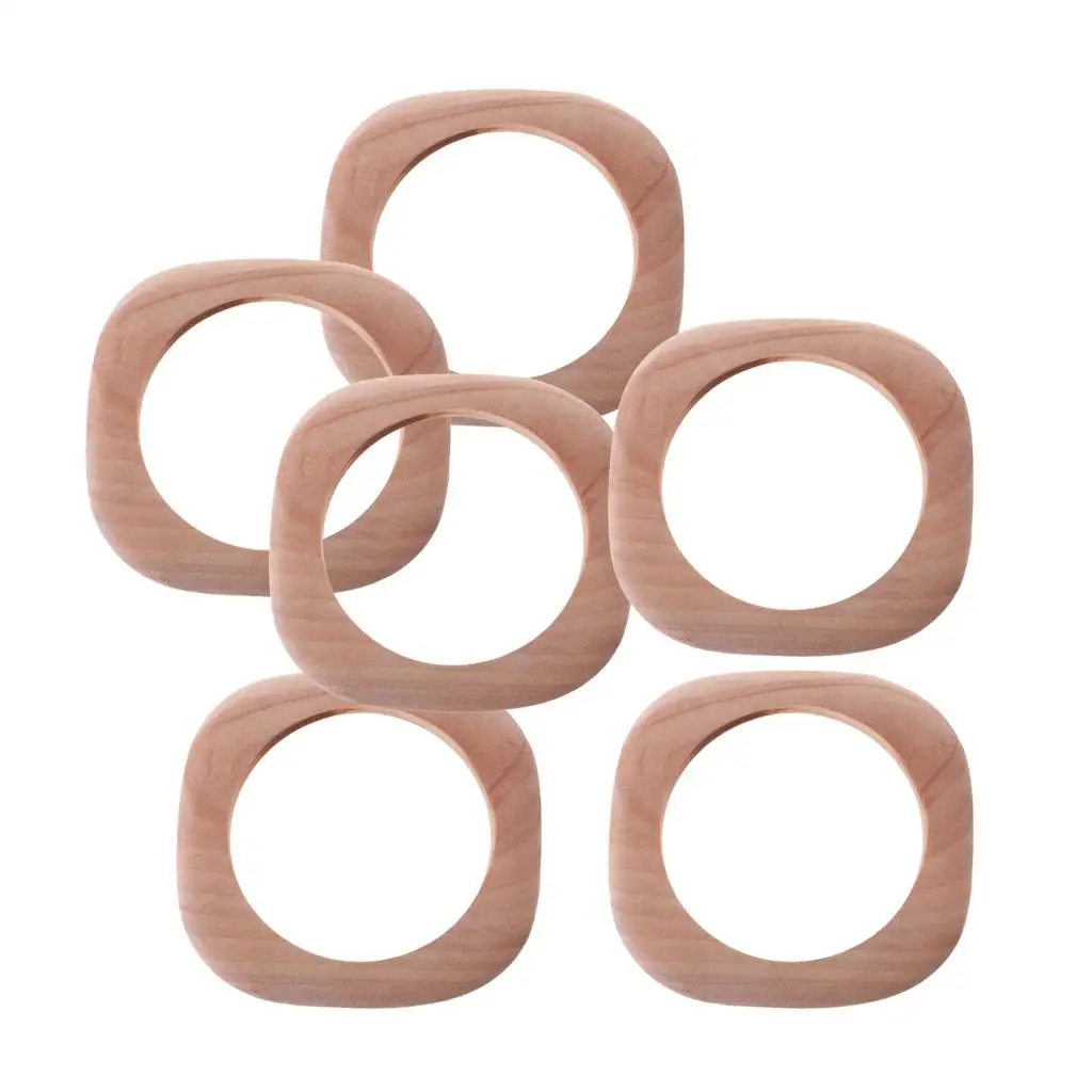 6 Pcs Wholesale  Set Square Unfinished Wood Bangle Bracelets DIY