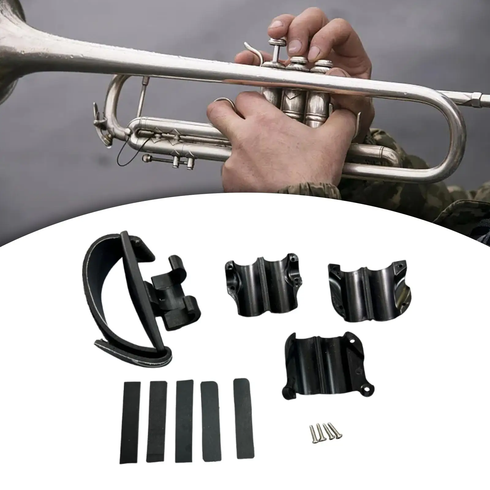 Trombone Grip Adjustable Guard Maintain A Proper Playing Position Black Wraps Cleaning Care Accessories with Screws and Straps