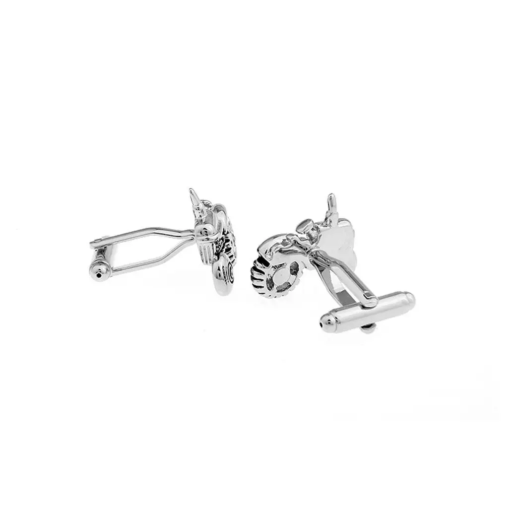 Fashion Jewel Pair of Silver Men Cufflinks in The Form of Tractor Accessory