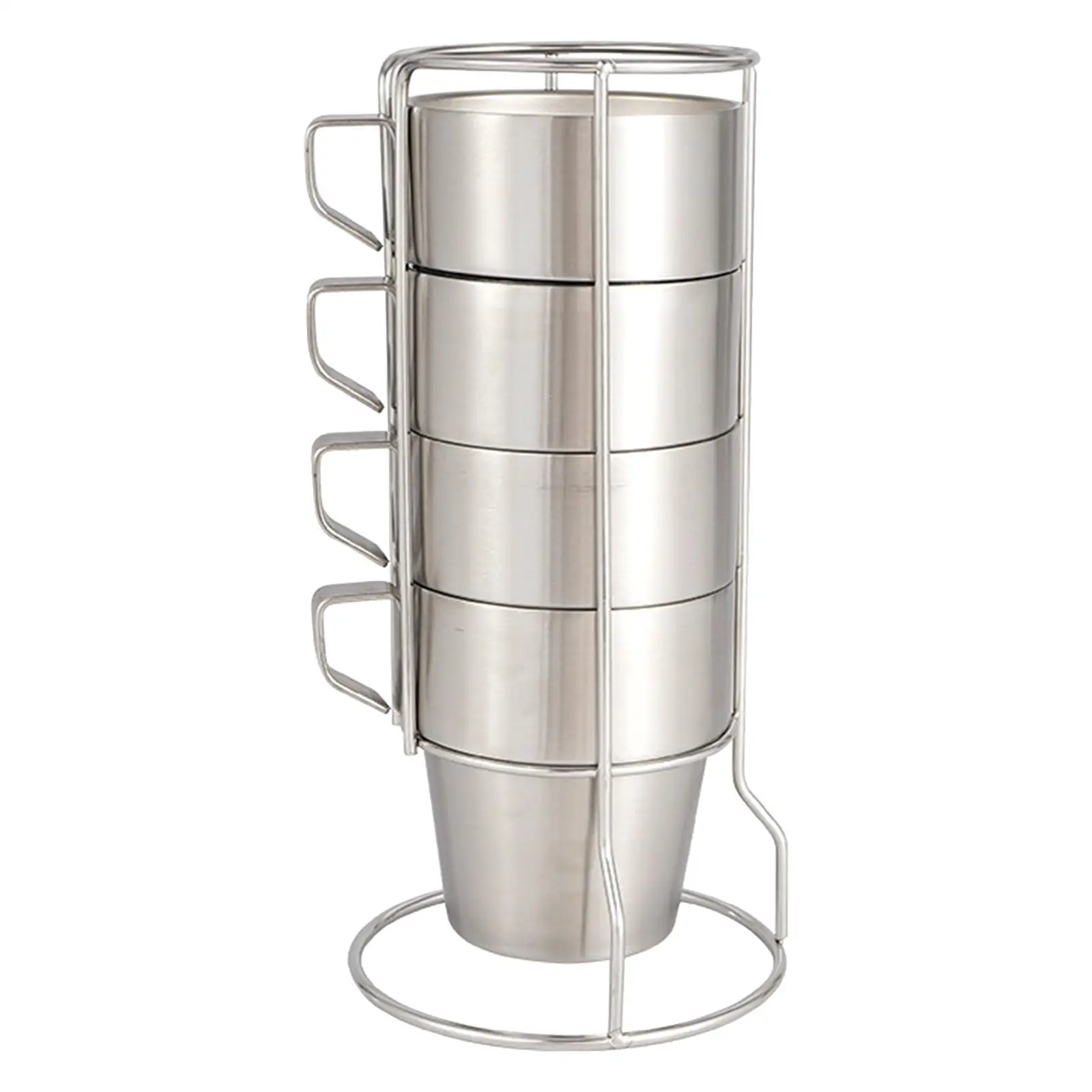 Coffee Cups Double Layer with Iron Frame for Home Hiking 301-400ml for Ice Drinks/Hot Beverage