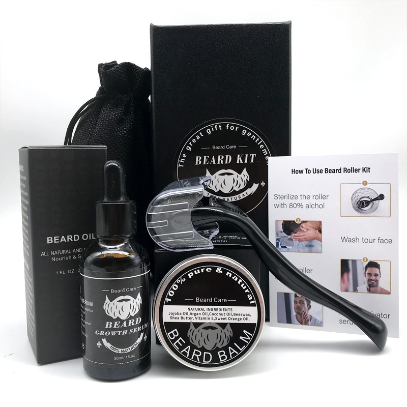 Best of Beard Care Set Beard Serum Oil Balm Beard Comb Bristle Brush Scissors Beard Oil Beard Growth Set Men Beard Care Kit Roller Micro Reviews & Tips