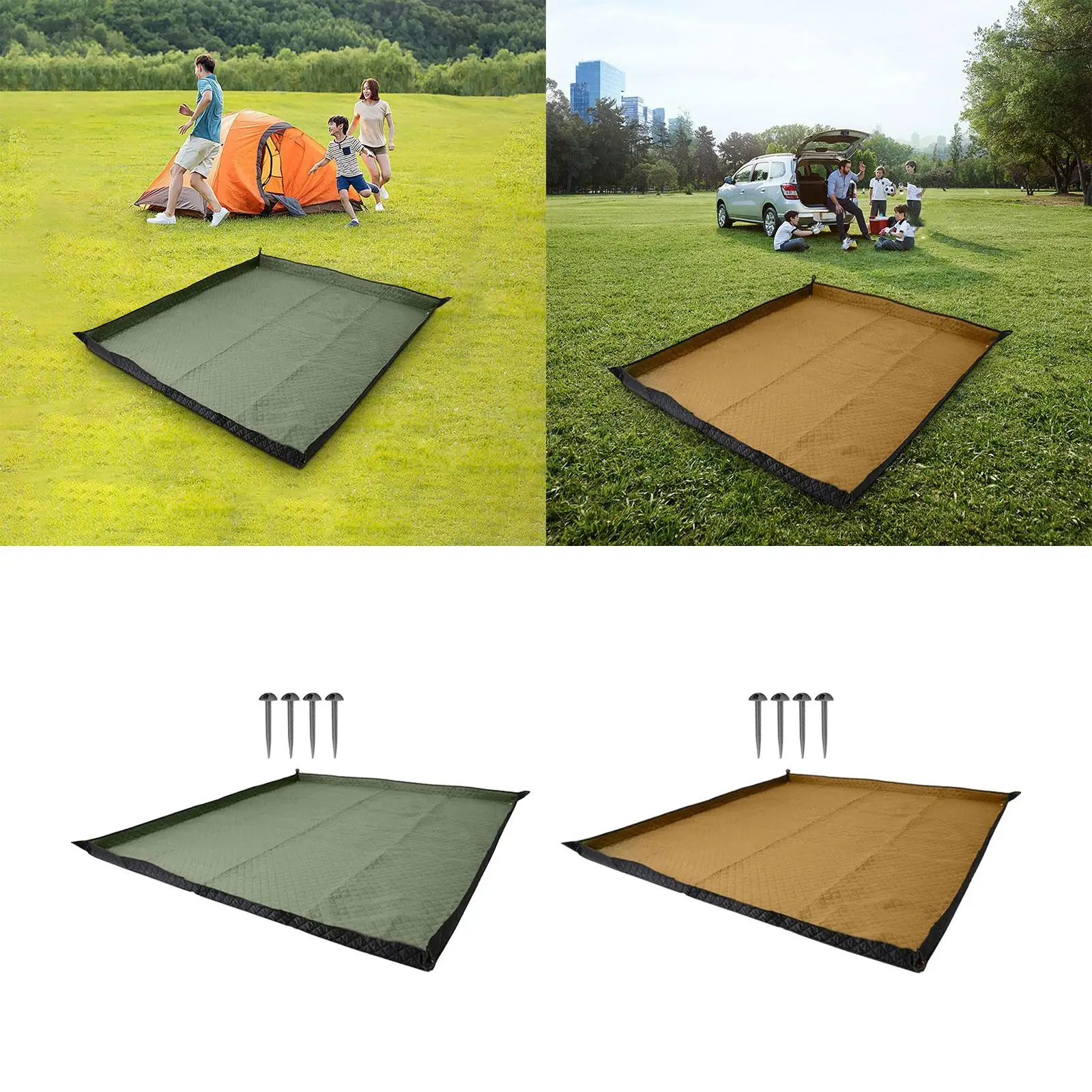 Sleeping Pad with Carry Strap Portable Foldable Rug Grass Park Blanket Camping Blanket for Party Hiking Camping Outdoor Concerts