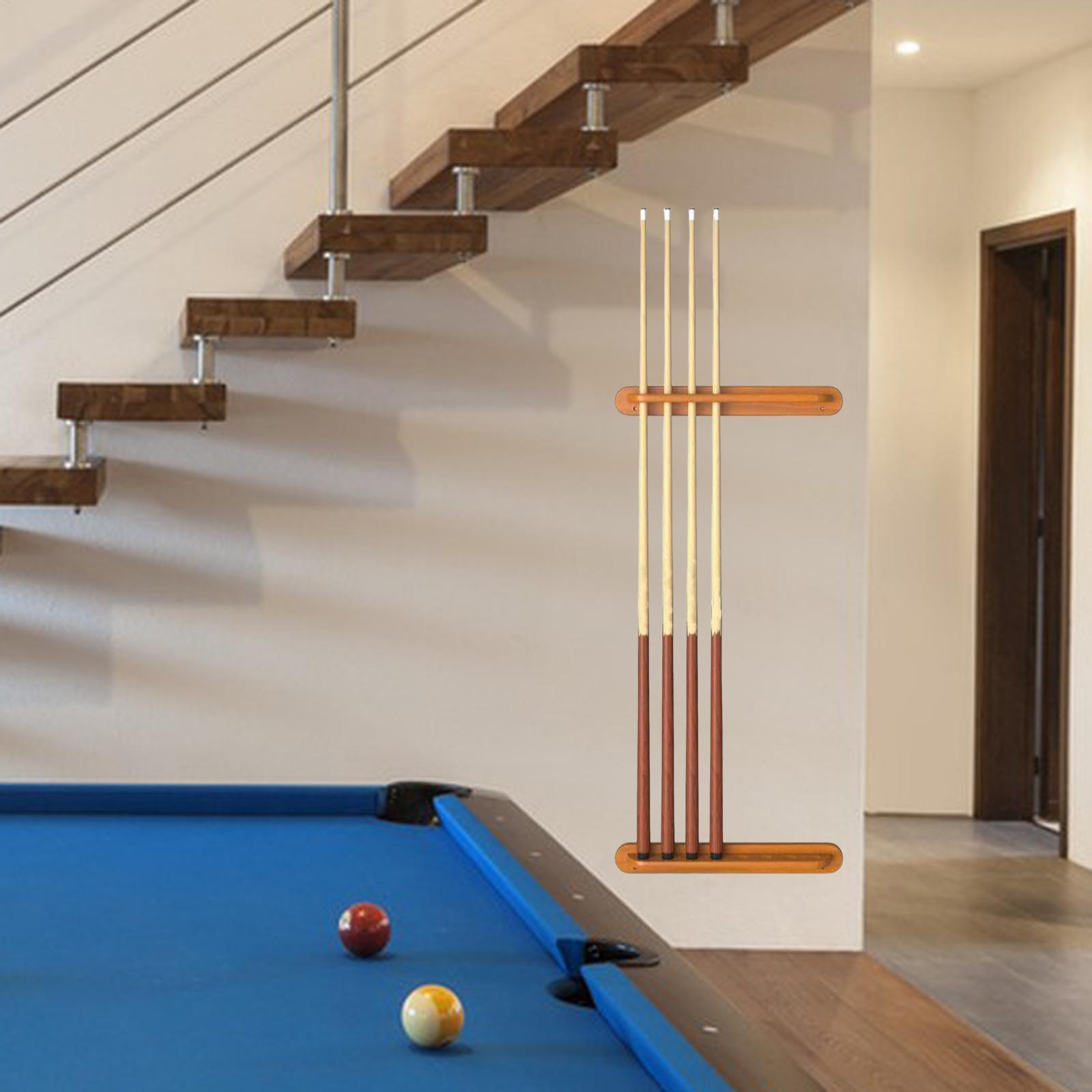 Pool Cue Rack Pool Billiard Holder Wall Mounted Snooker Cue Locating Clip Billiard Cue Wall Rack with 4 Cue Clips for Pool Bars