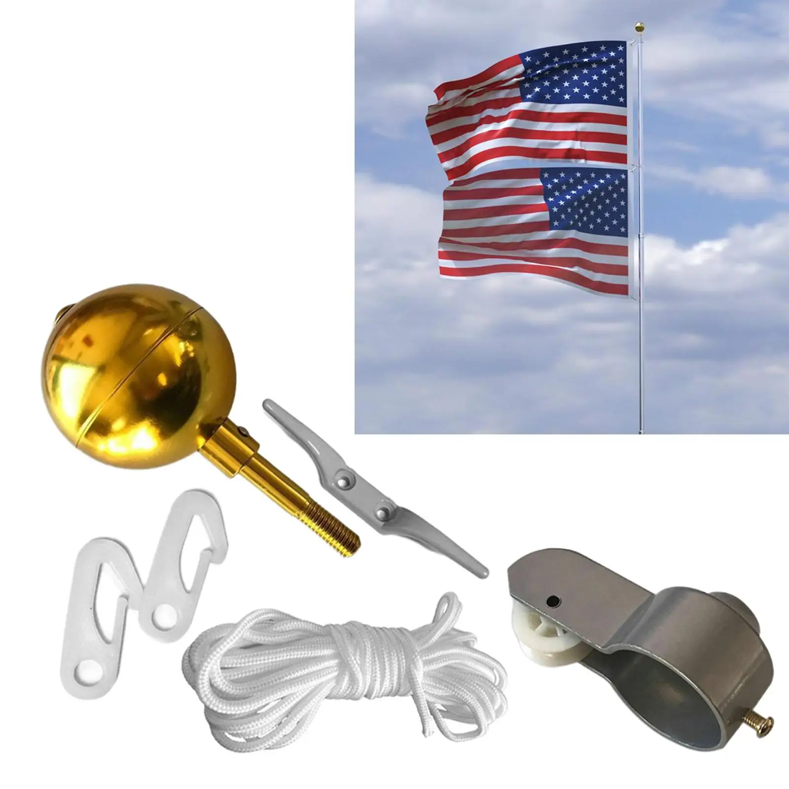 Flag Pole Hardware Parts Flagpole Attachment + Flagpole Pulley Truck