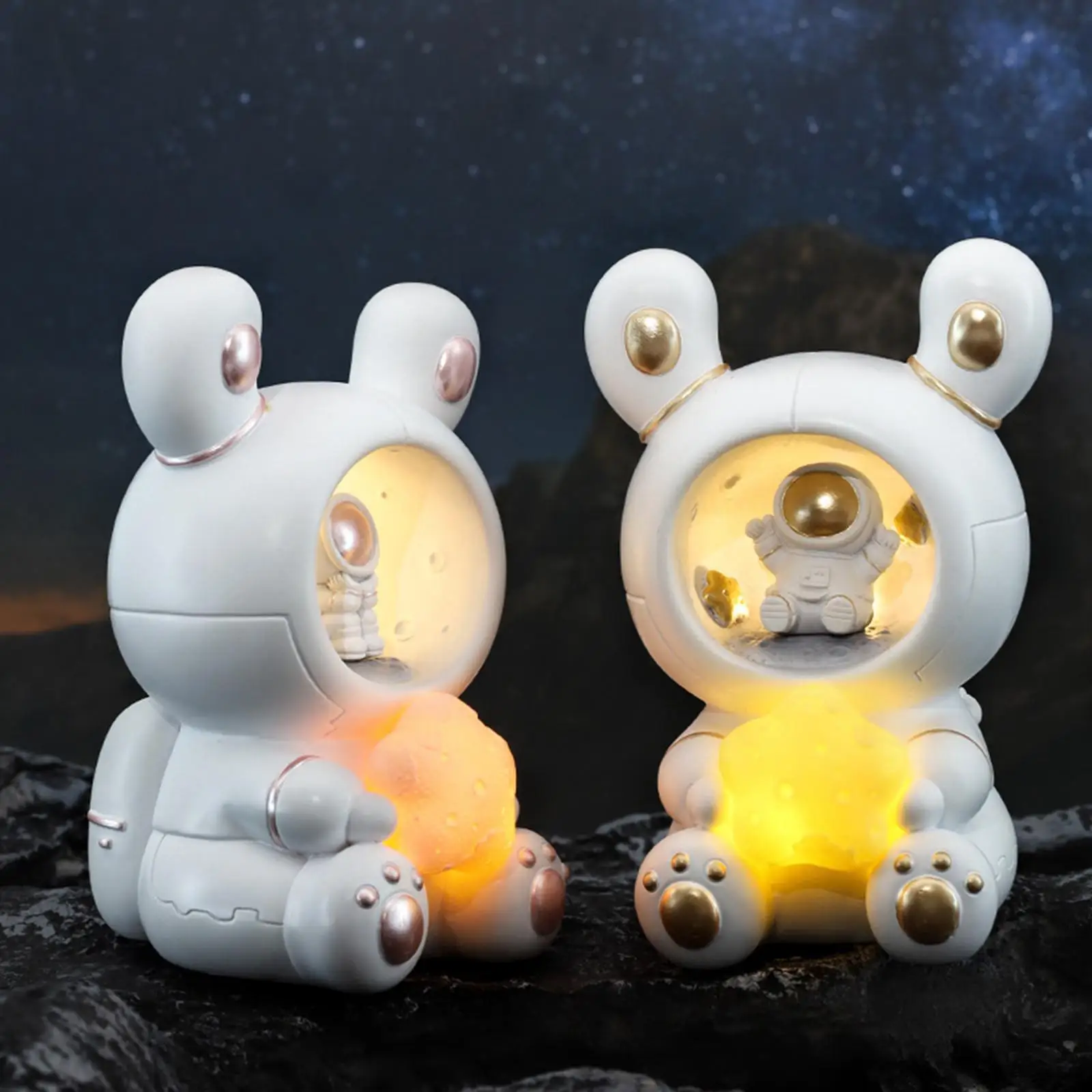 Cute LED Night Light Lamp Battery Operated Rabbit Statue Room