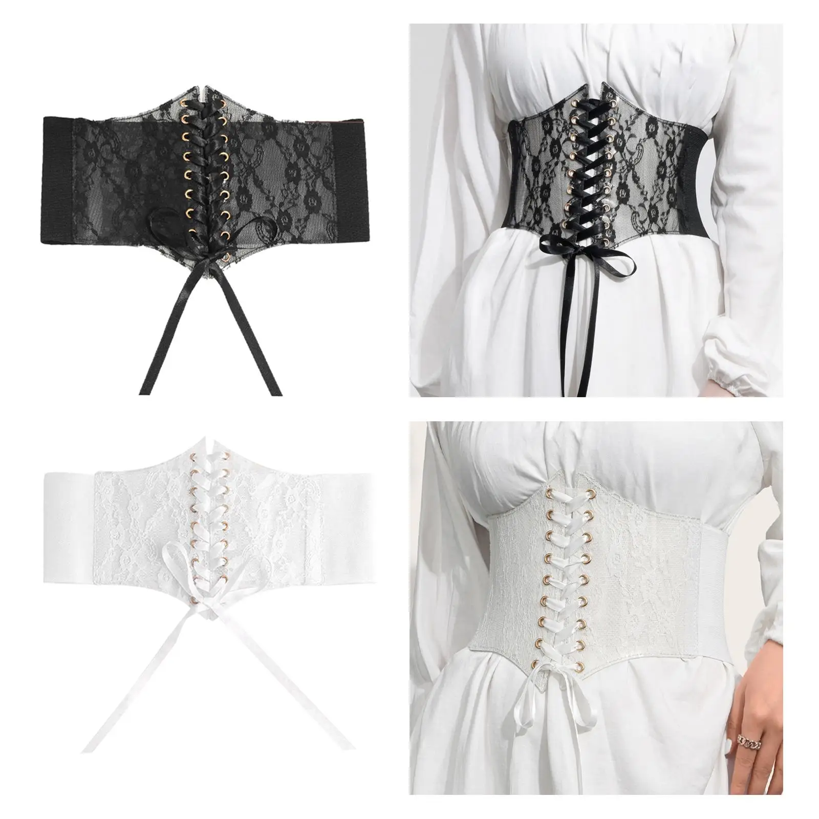 Fashion Women Lace Waist Belt Wide Cinch Belts Tied Dress Girdle for Skirt
