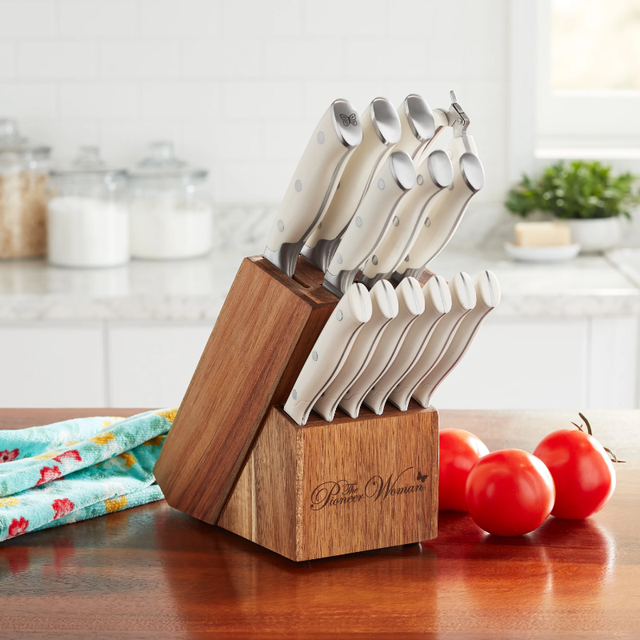 The Pioneer Woman 11-Piece Stainless Steel Knife Block Set, Linen Speckle -  AliExpress