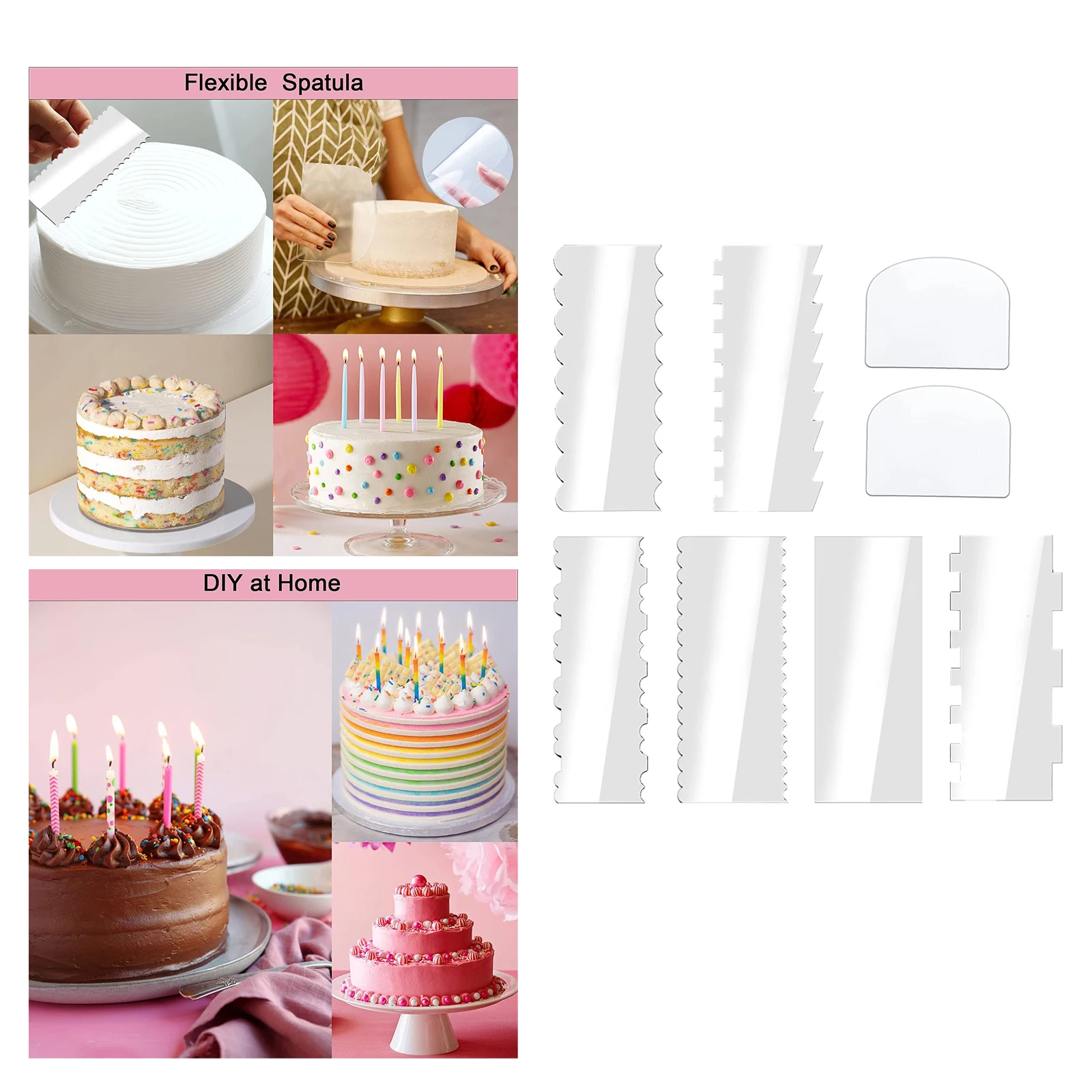 8Pcs Acrylic Cake Decorating Tools Handheld Portable Smooth Multipurpose Cake