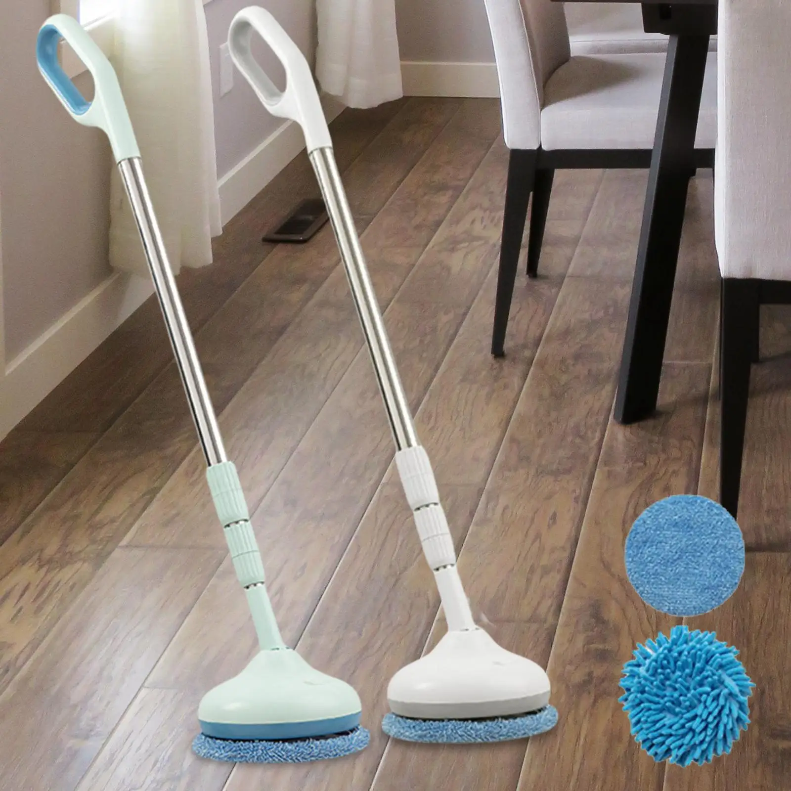 Spin Electric Window Cleaner Mop Floor Cleaner with Extension Rod Stainless Steel Rechargeable Car Washing Artifact for Bathroom