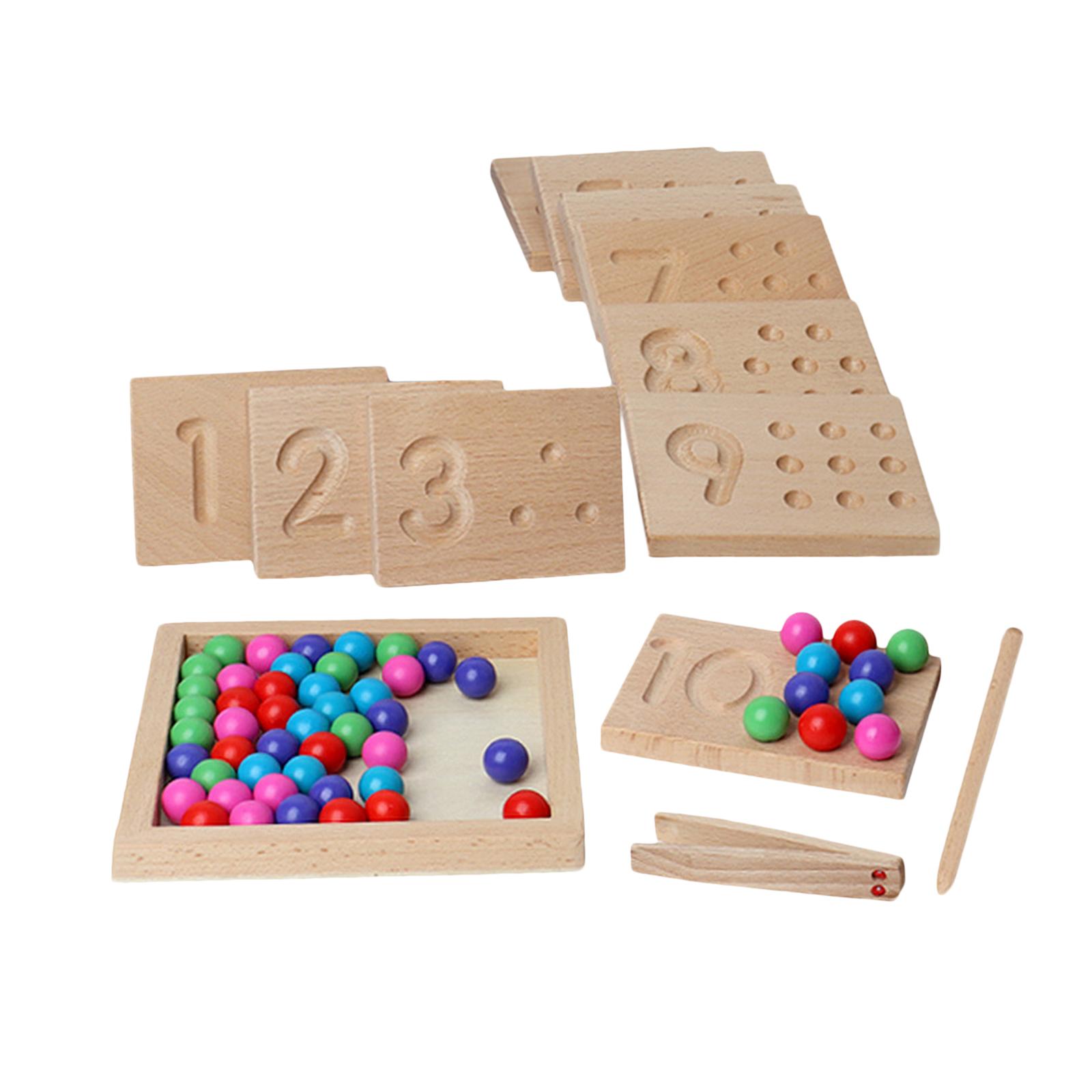 Wooden Board Clip Beads Game Montessori Toys Writing Tracing for Toddler Ages 3 4 5 6 7 Preschool Boy Girl Parent-Child Games
