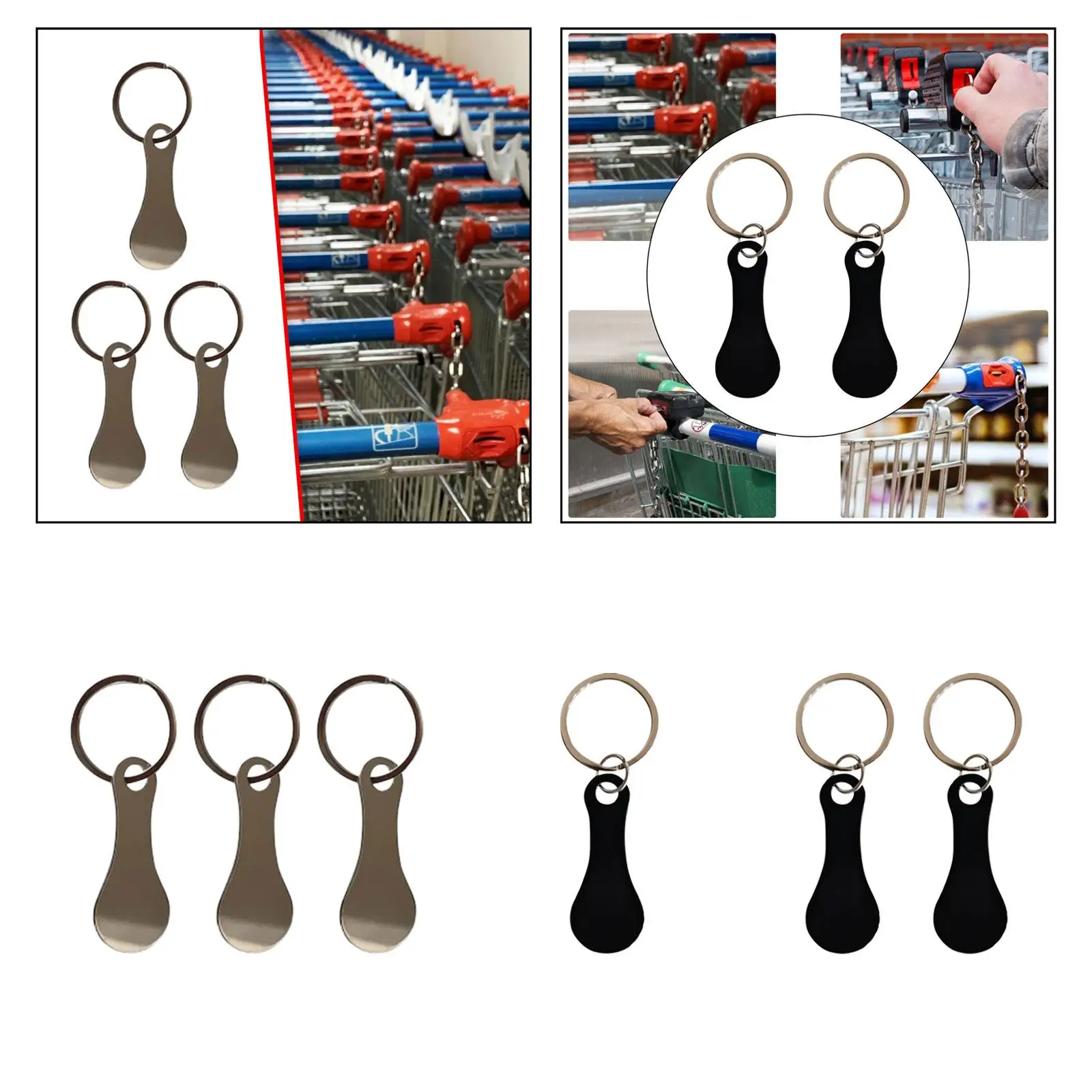 Shopping Trolley Tokens Shopping Trolley Removers Removable Necklace Dangle Decorative Metal Release Keys Coin Holder Keychains