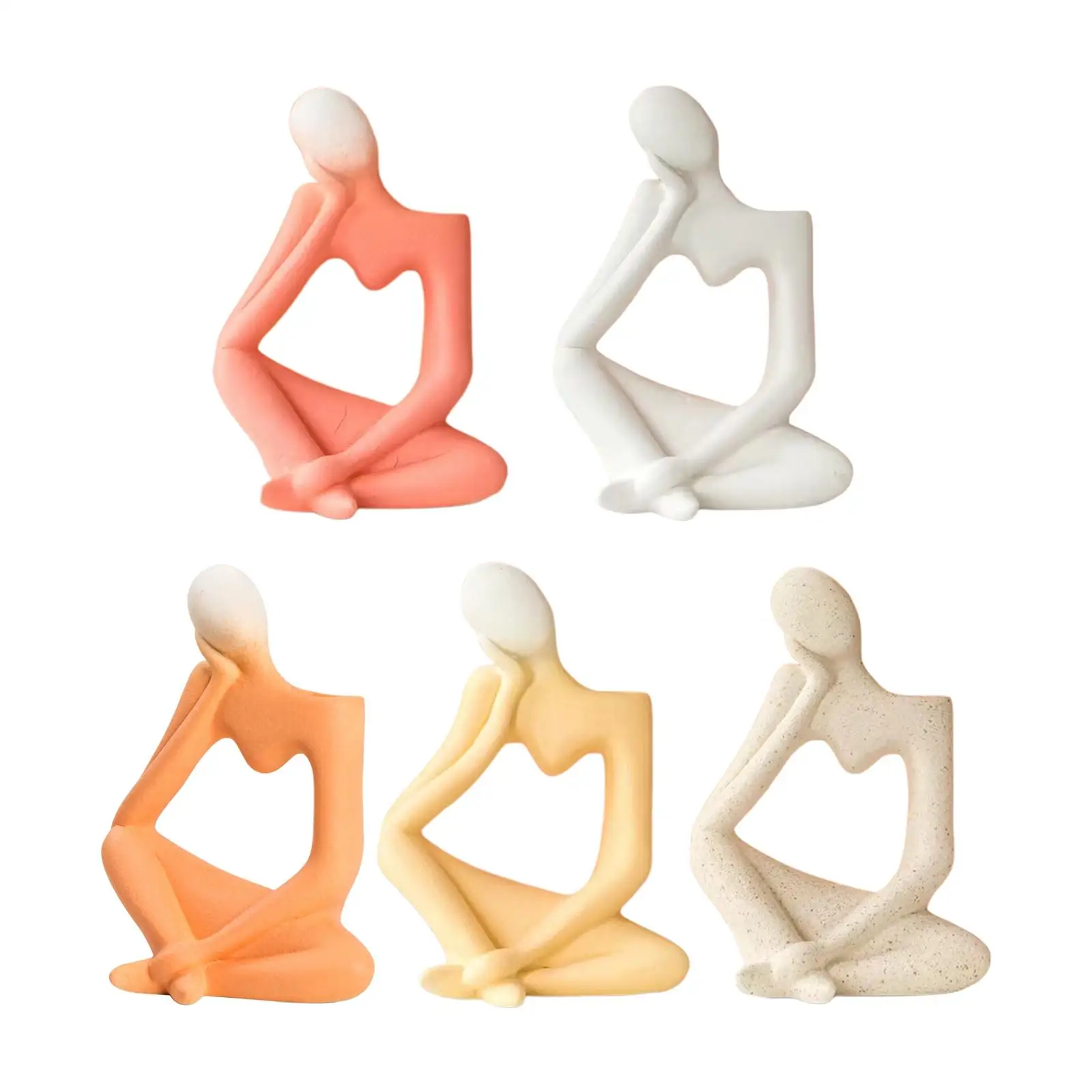 Nordic Ceramic Vase Thinker Statue Sculpture Crafts Ornament Collectible for Desktop Office Living TV Cabinet Decor