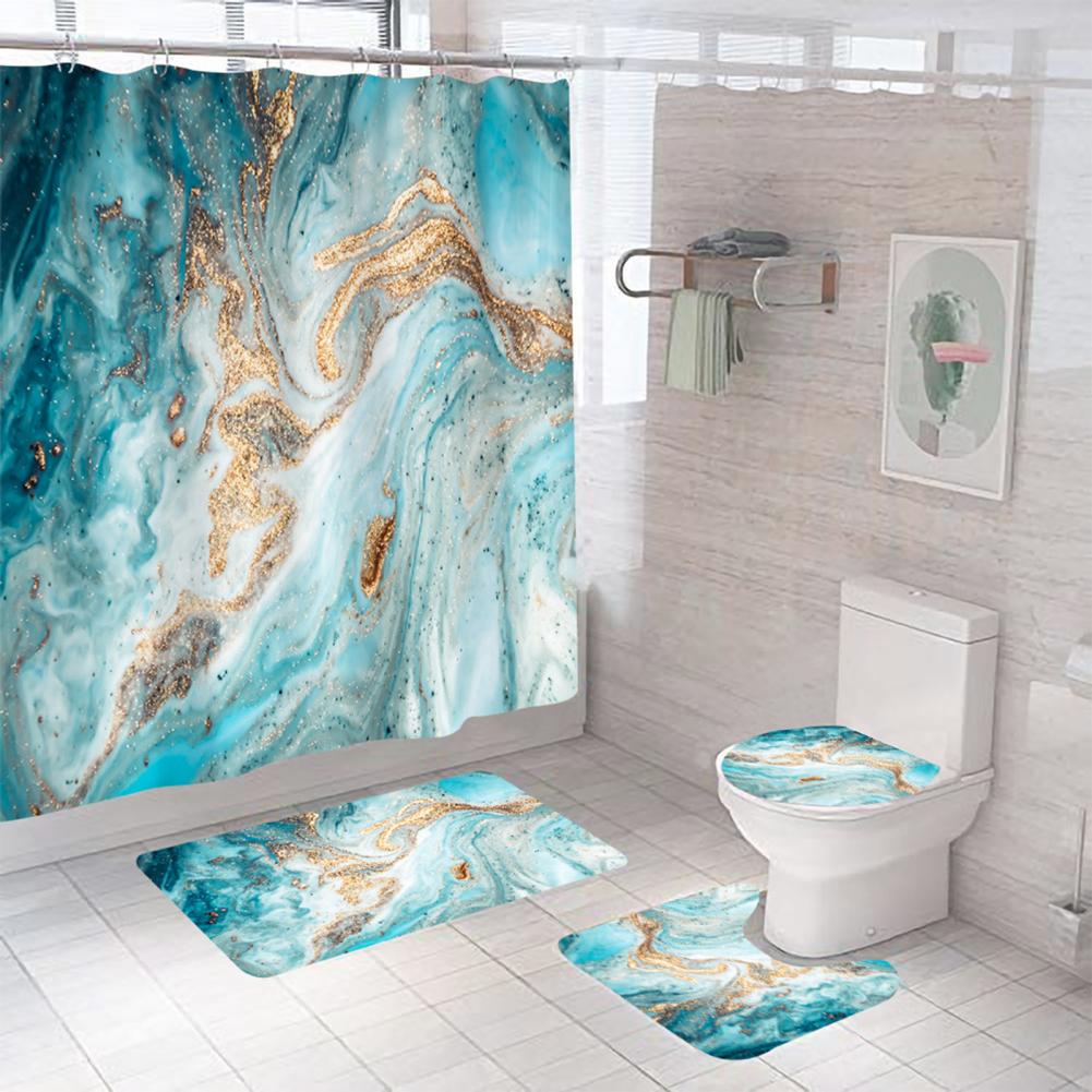 Modern Style Marble Polyester Shower Curtain Bathing display picture 13
