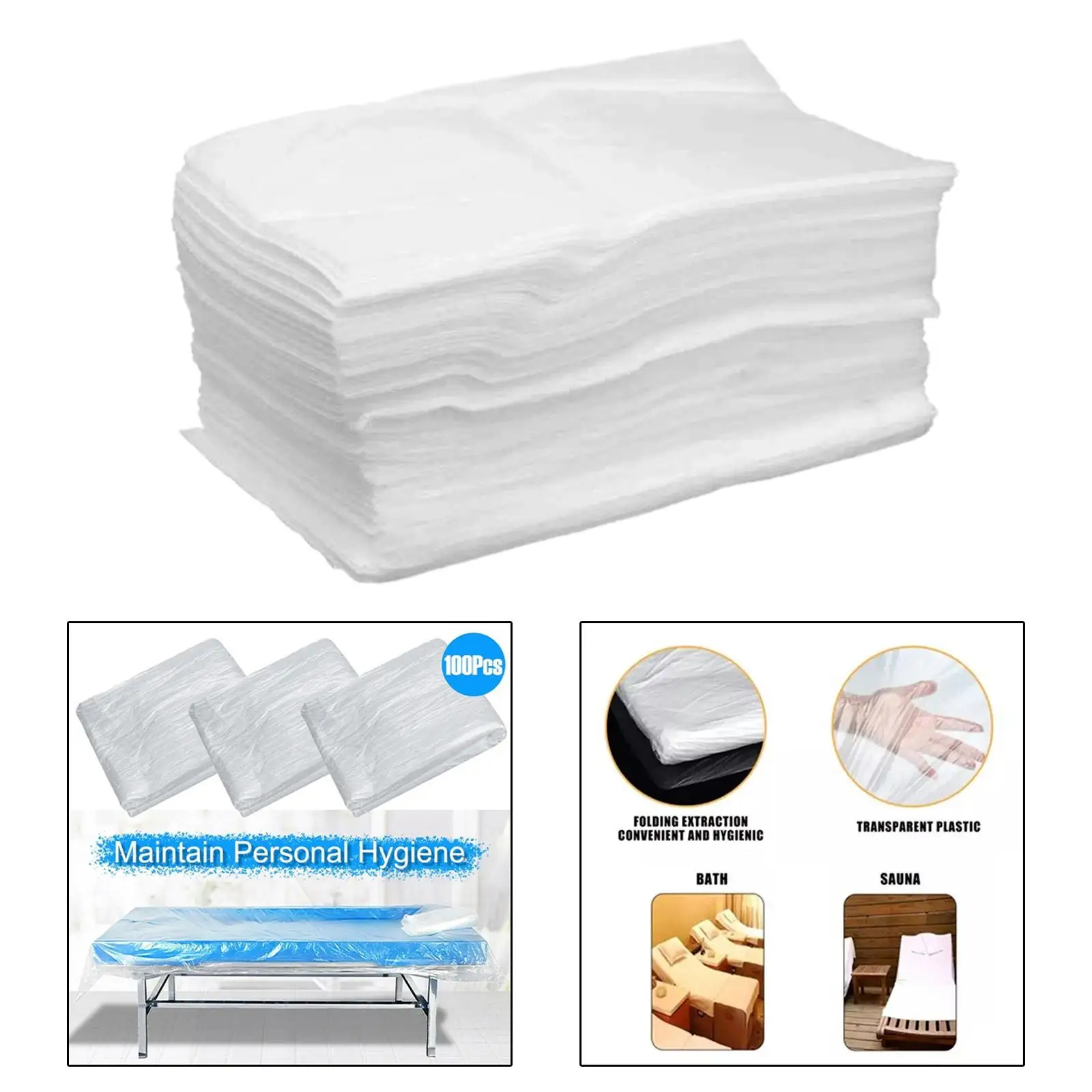 100 Pieces Disposable Massage Table Sheets Breathable for Hotels Esthetician