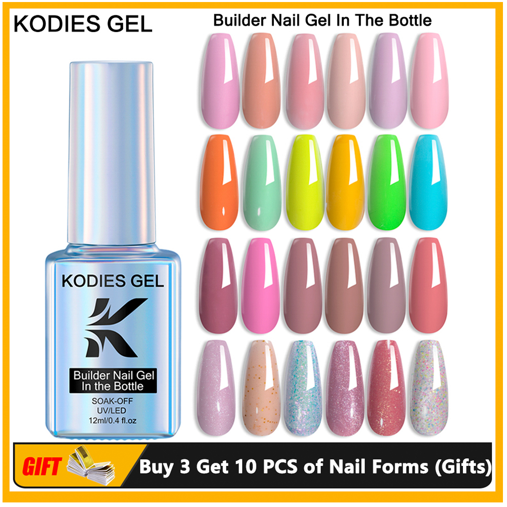 Best of KODIES GEL 2023 NEW Builder Nail Gel In A Bottle 12ML 49 Colors Milky White Nude Glitter Poly Hard Gel Nail Polish For Extension Reviews & Tips