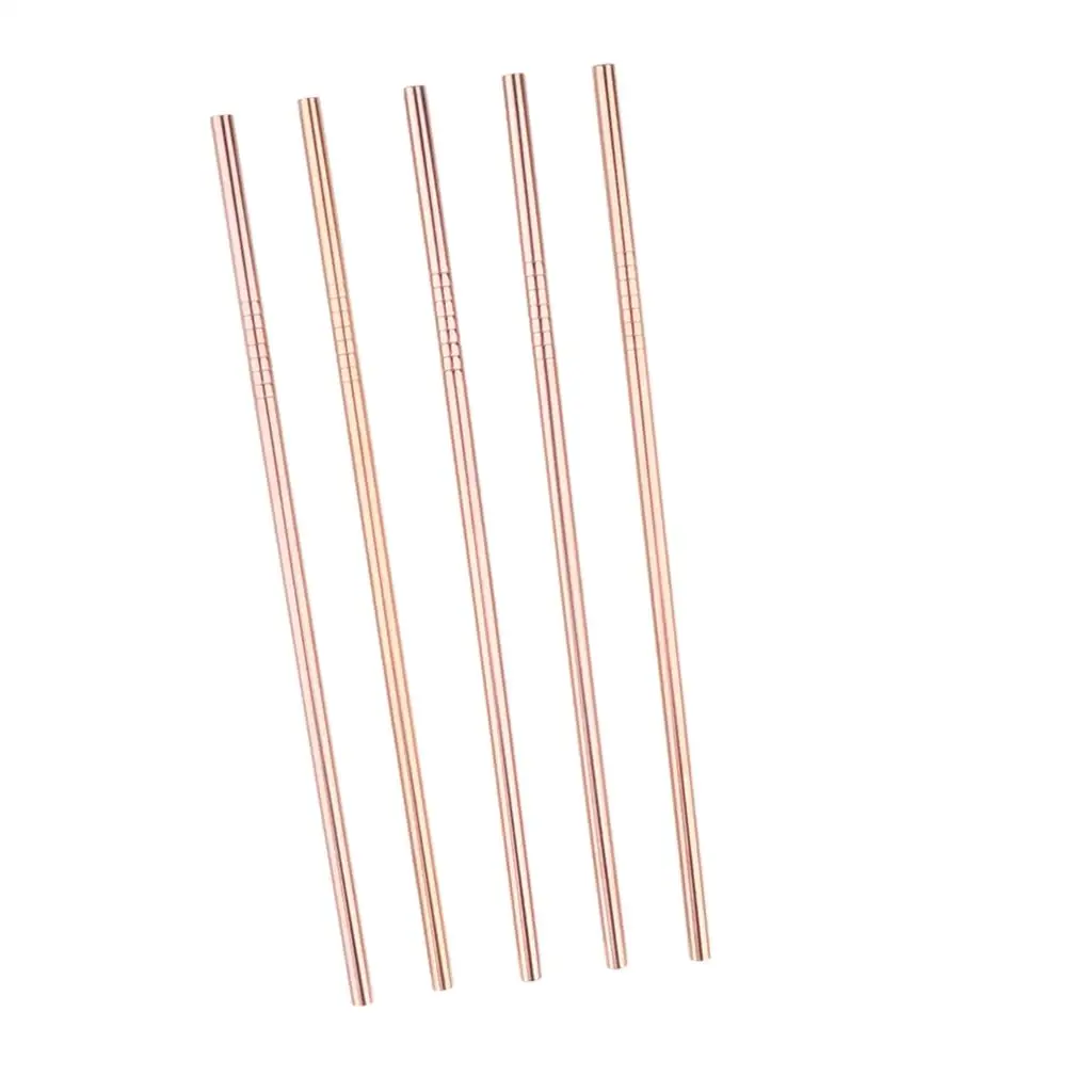 Pack of 5 Reusable Stainless Steel Metal Straw Straight Drinking Straw,