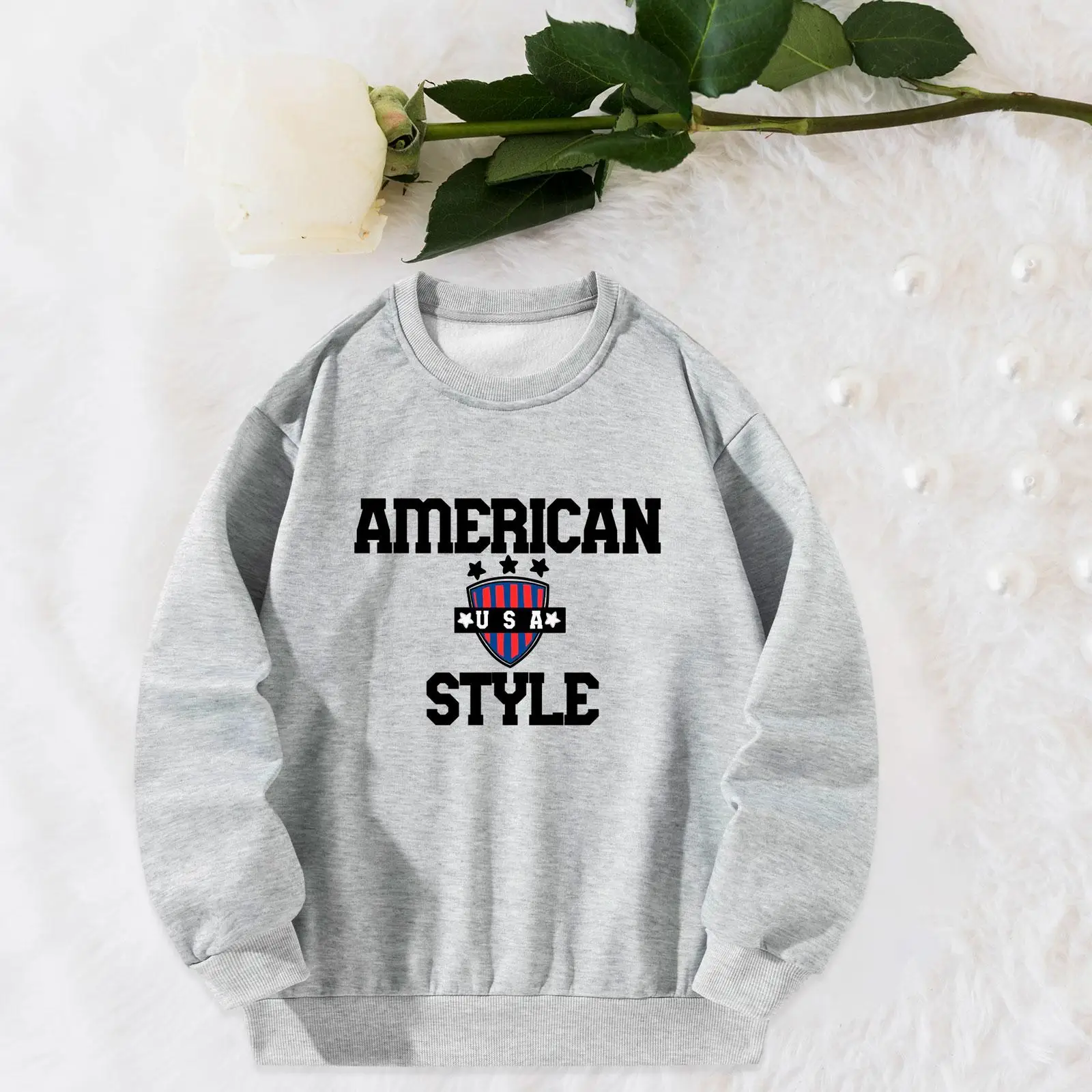 Women Crew Neck Sweatshirt Fashion Sweatshirt Tops for Office Winter Walking