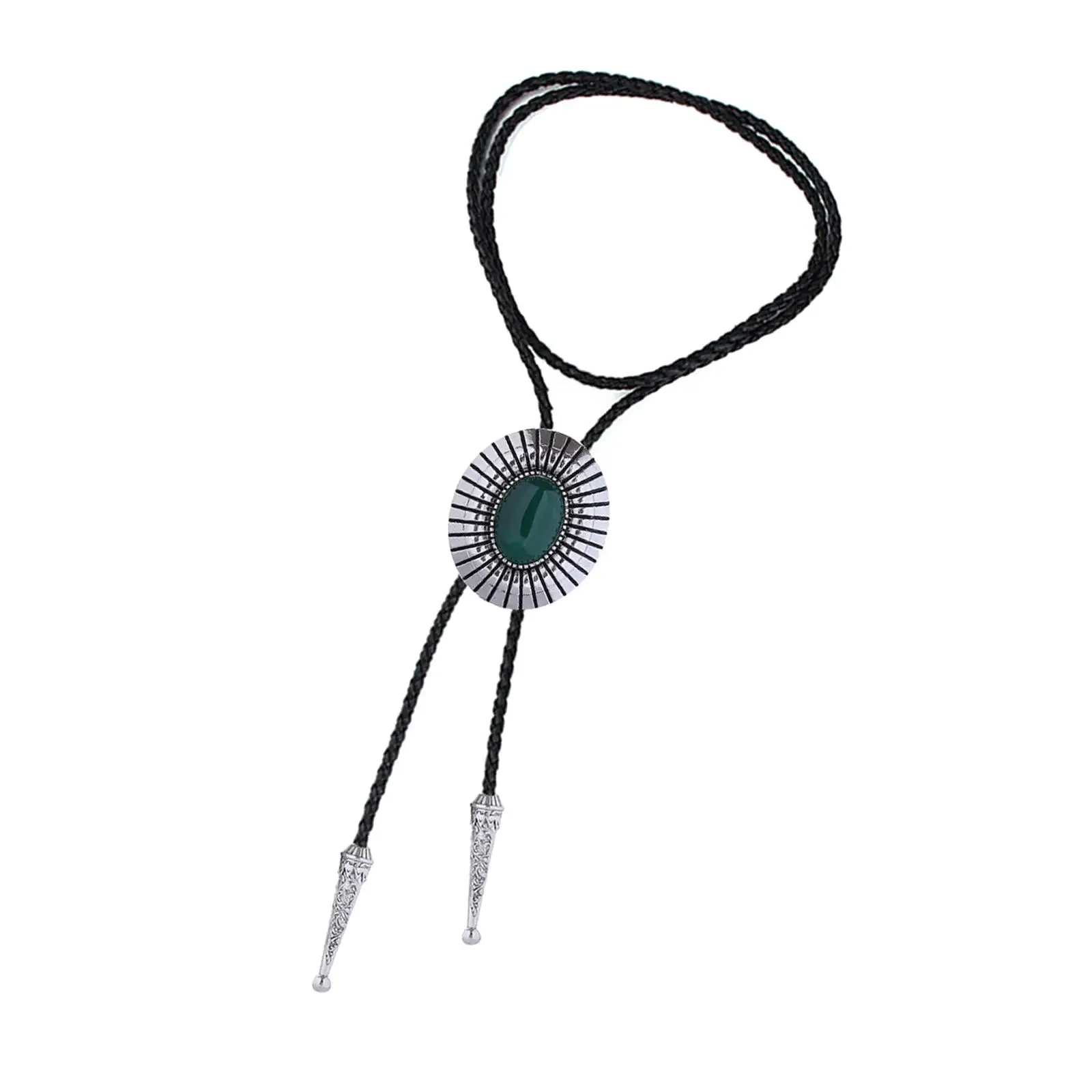 Bolo Tie Necktie Costume Alloy PU Leather Oval Rodeo Gift Retro Adjustable Vintage American Necklace for Birthday Party Men