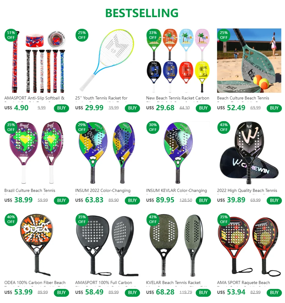 AMASPORT Beach Tennis Racket Paddle Padle Carbon Fiber 12K