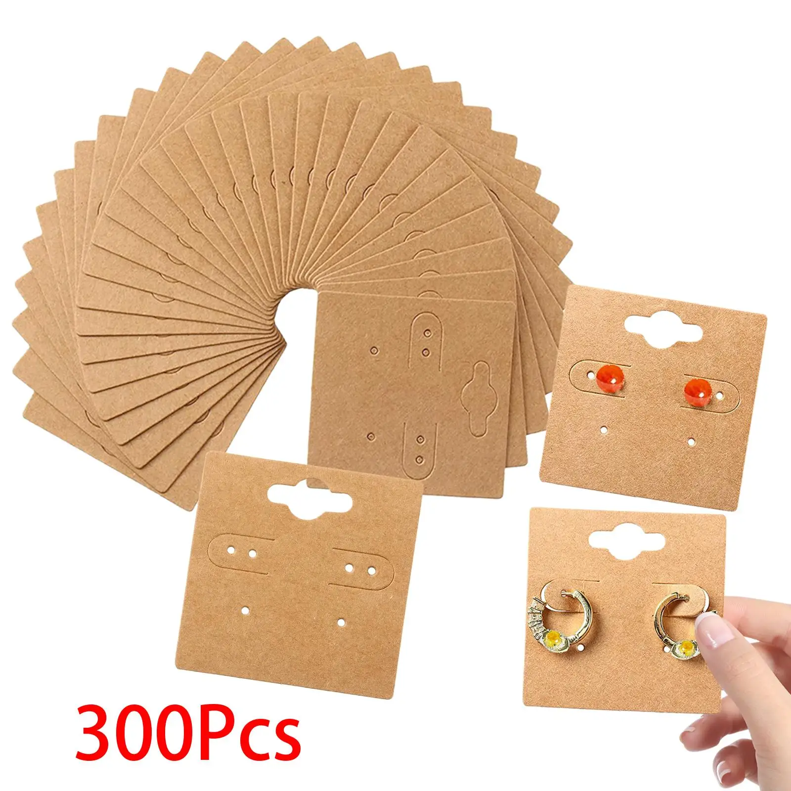 300Pcs Kraft Paper Earring Display Cards Earring Card Holder for Trade Show
