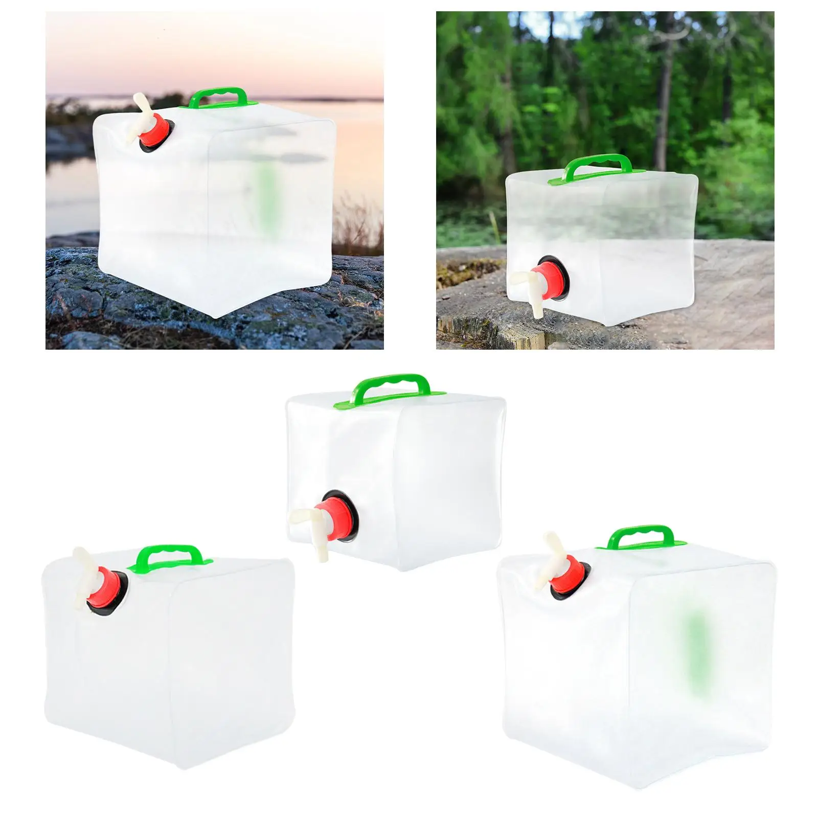 Collapsible Water Container Bag Drink Dispenser Equipment with Lid and Handle Water Bottle Carrier Water Storage Jug for Hiking