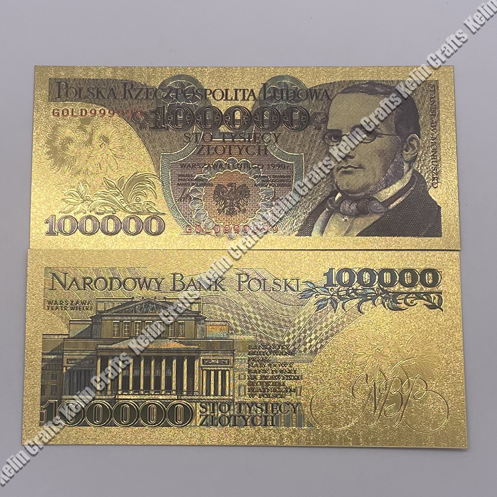 Description Picture 6 of itemNew 10 Designs Poland Gold Banknotes 2000 5000 10000 20000 50000 100000 200000 500000 PLN for Partriotism Crafts Collection Gift