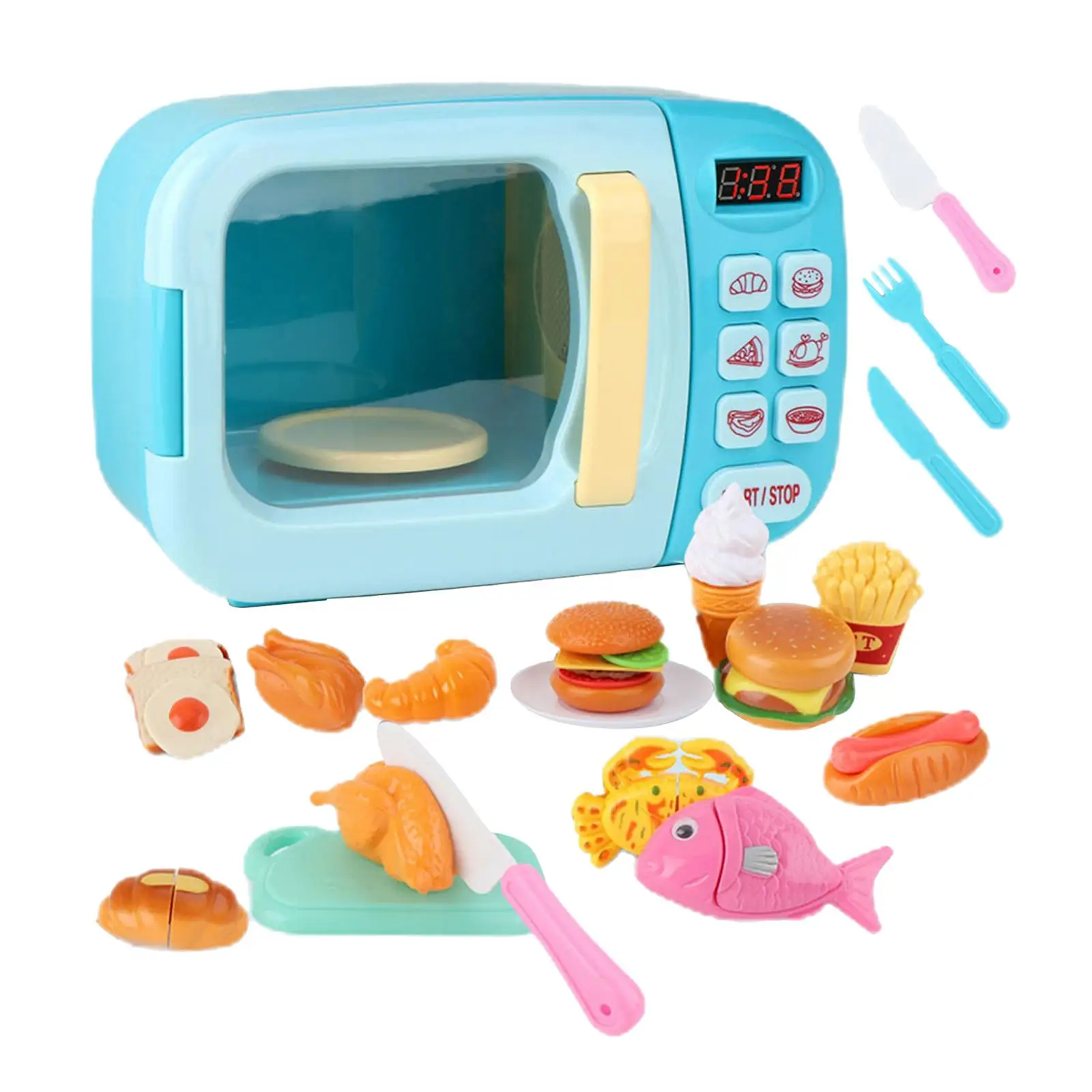 Microwave  Set with Pretend  Great for Toddlers Ages 3 and Older Educational Battery Powered Playset with Lights and Sounds