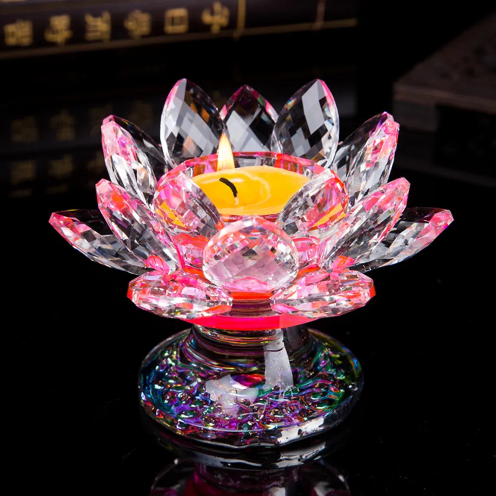 Хрустальный стеклянный цветок свеча свет чая держатель буддийский подсвечник porpular mjpem 