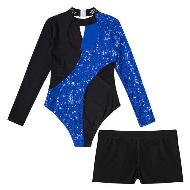 Acheter Justaucorps De Danse Pour Enfants Filles, Sans Manches, Maille Patchwork, Paillettes, Ourlet à Pampilles, Body