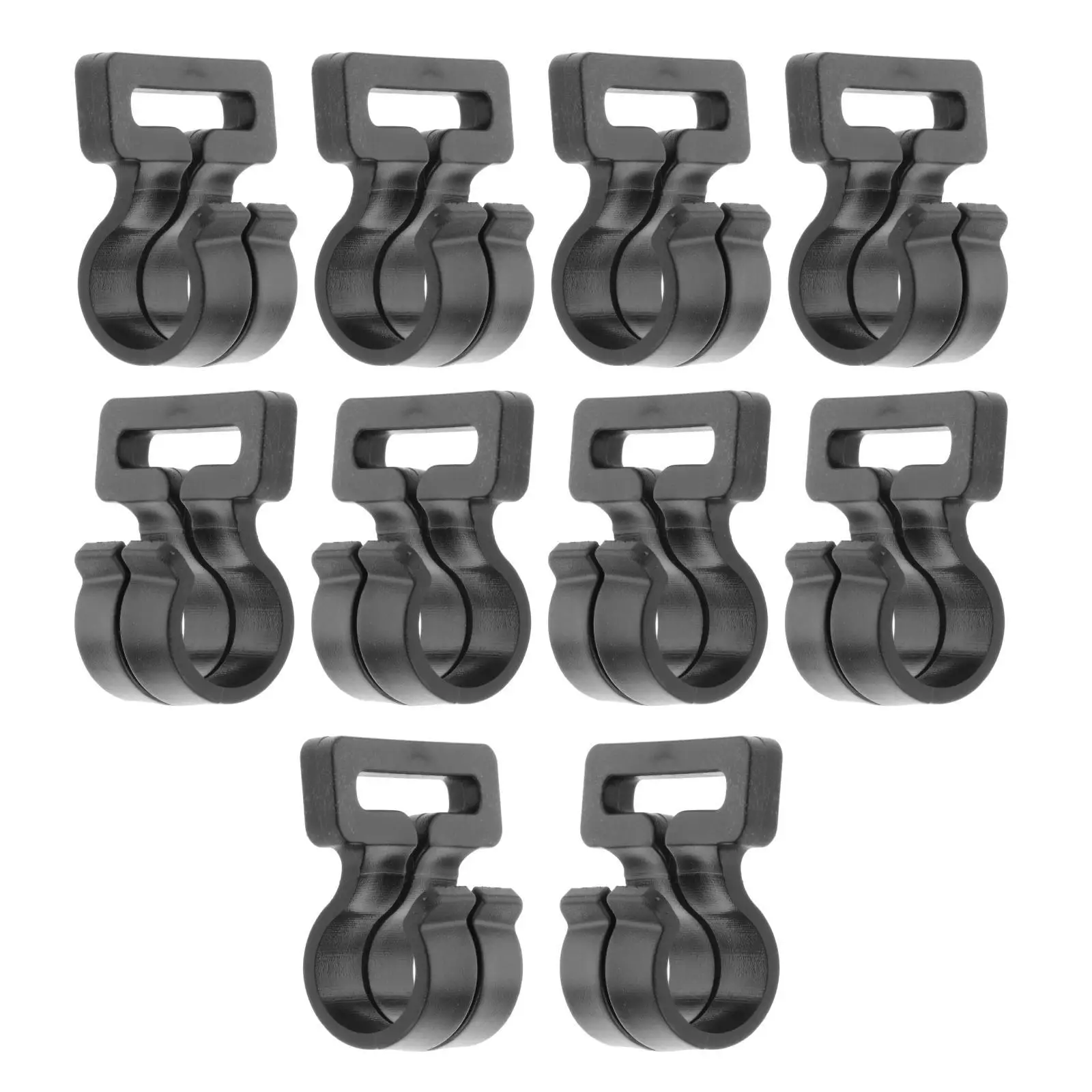 10 Pieces Camping Tent Pole Hook Awning Hooks Post Clips Reusable Black High Quality C Clips Set for Hiking Travel Caravan Tent