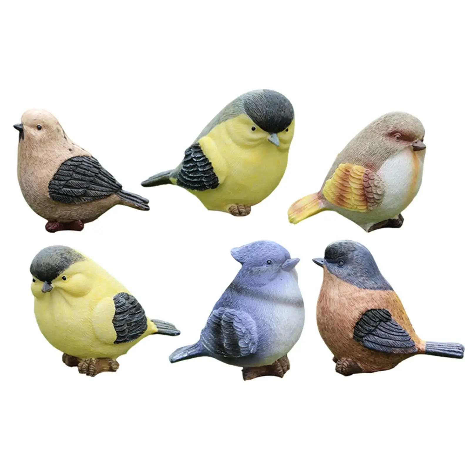 Resin Bird Statues Birds Figures Miniature Birds Sculpture Art Crafts for Cabinet Outdoor Indoor Bookcase Desktop Decoration