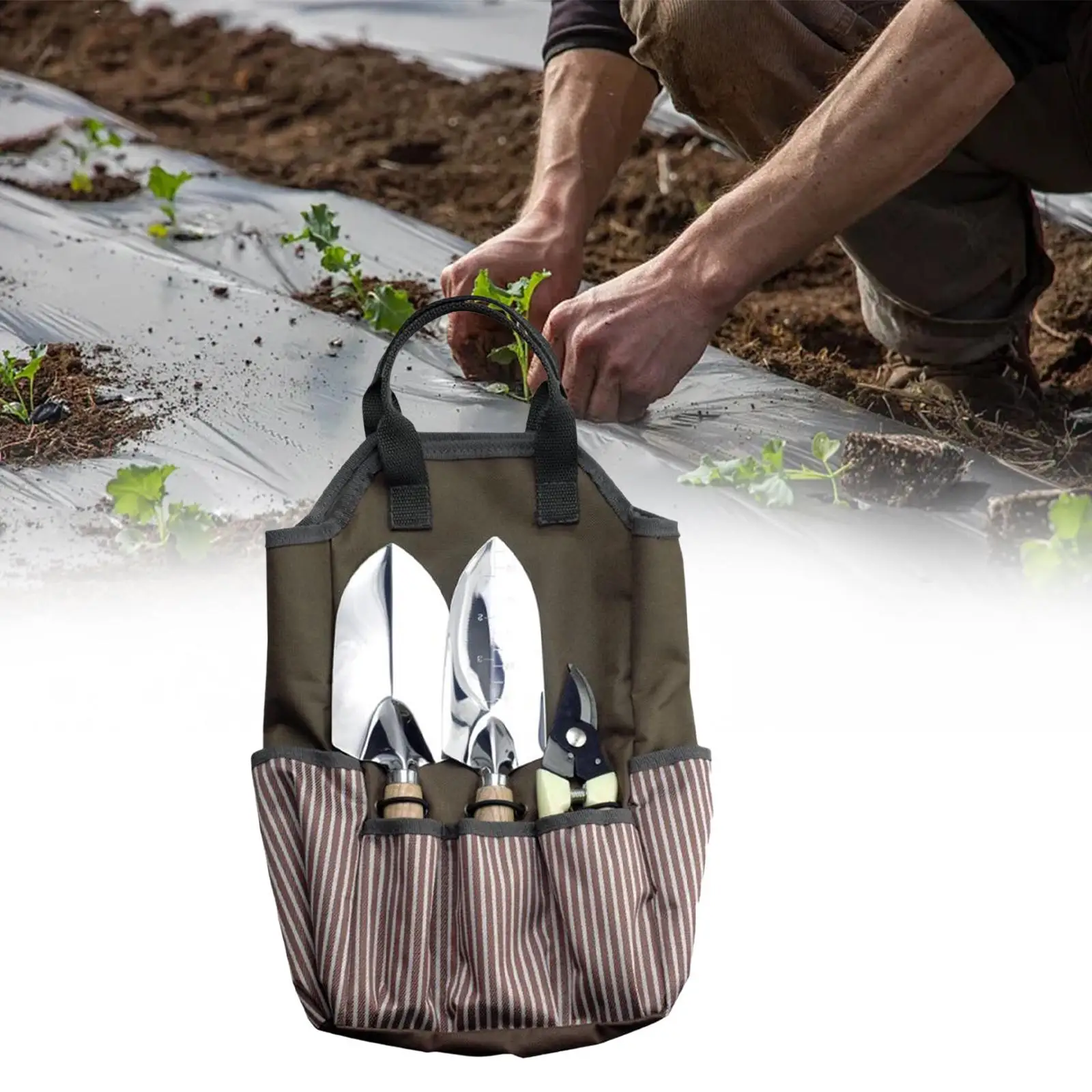 Garden Bags Heavy Duty Oxford Cloth Multipurpose Yard Tool Organizer with Handle Garden Tote Storage Bag for Gardening Gifts