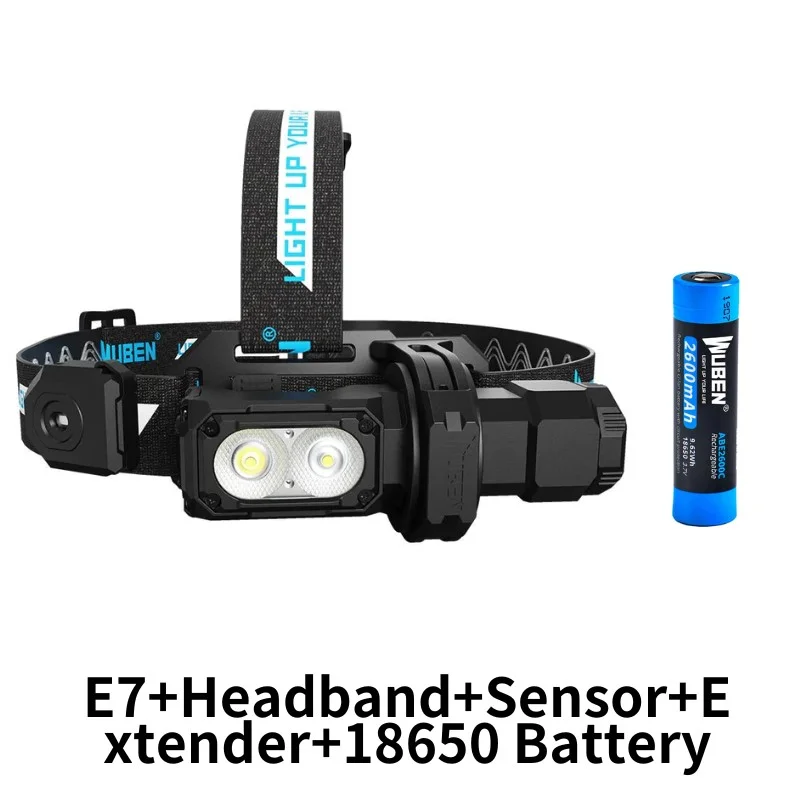 Wuben E7 1800Lumens Ultra-Compact and Lightweight Headlamp&Flashlight Recheargeable Troch Light(Black Cold White:5000K)