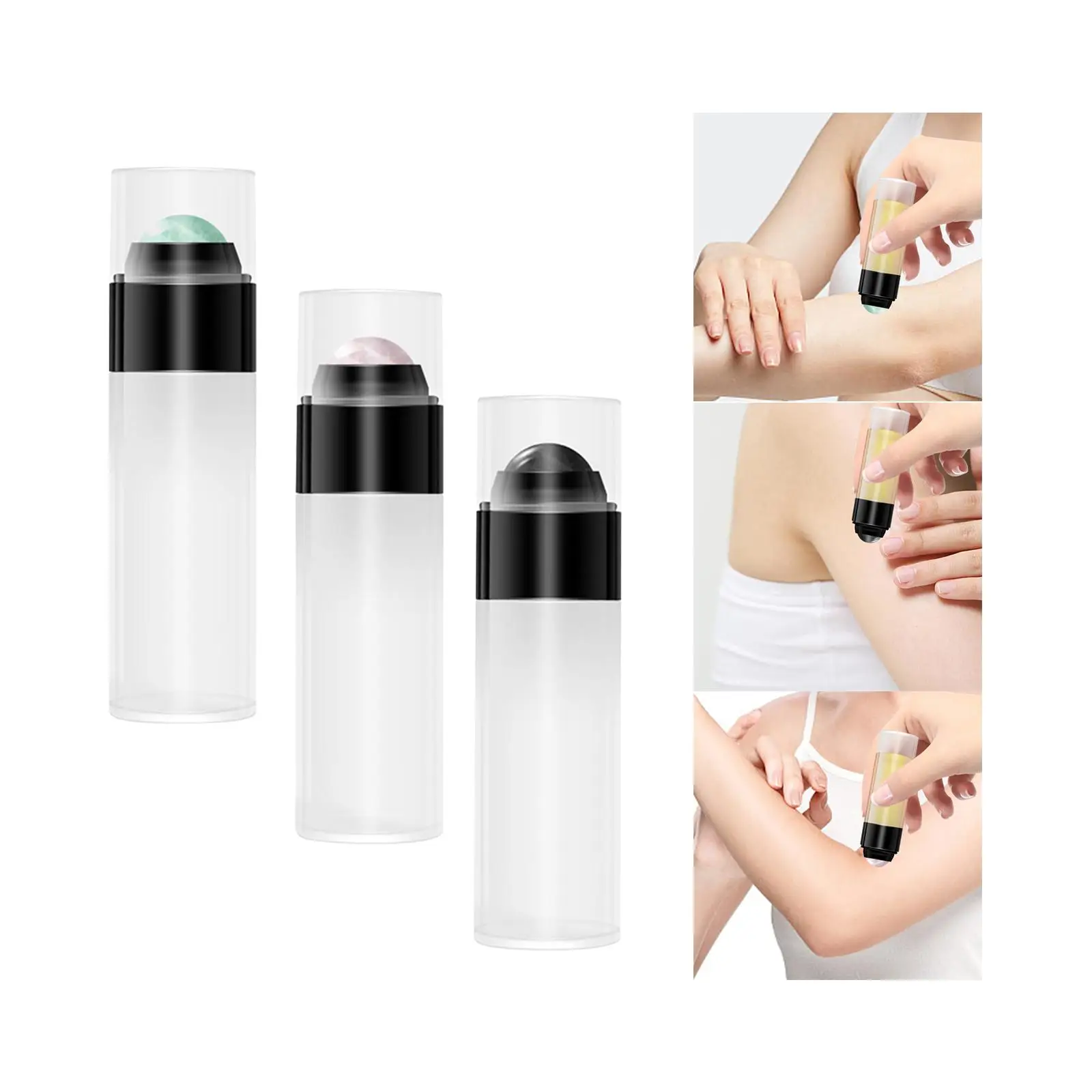 Roller Bottles 30ml DIY Deodorant Containers for Essential Oils with Stone Ball Leakproof Reusable Empty Perfume Roll on Bottles